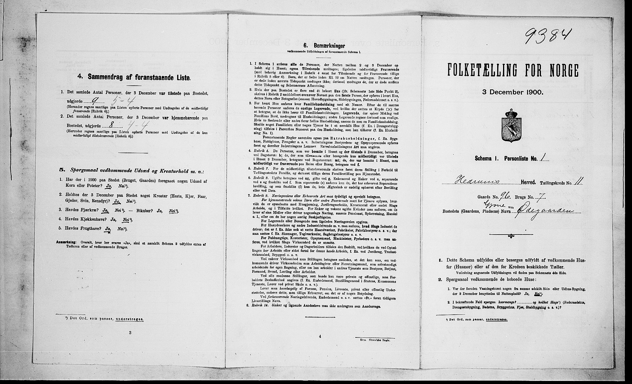 RA, Folketelling 1900 for 0727 Hedrum herred, 1900, s. 954