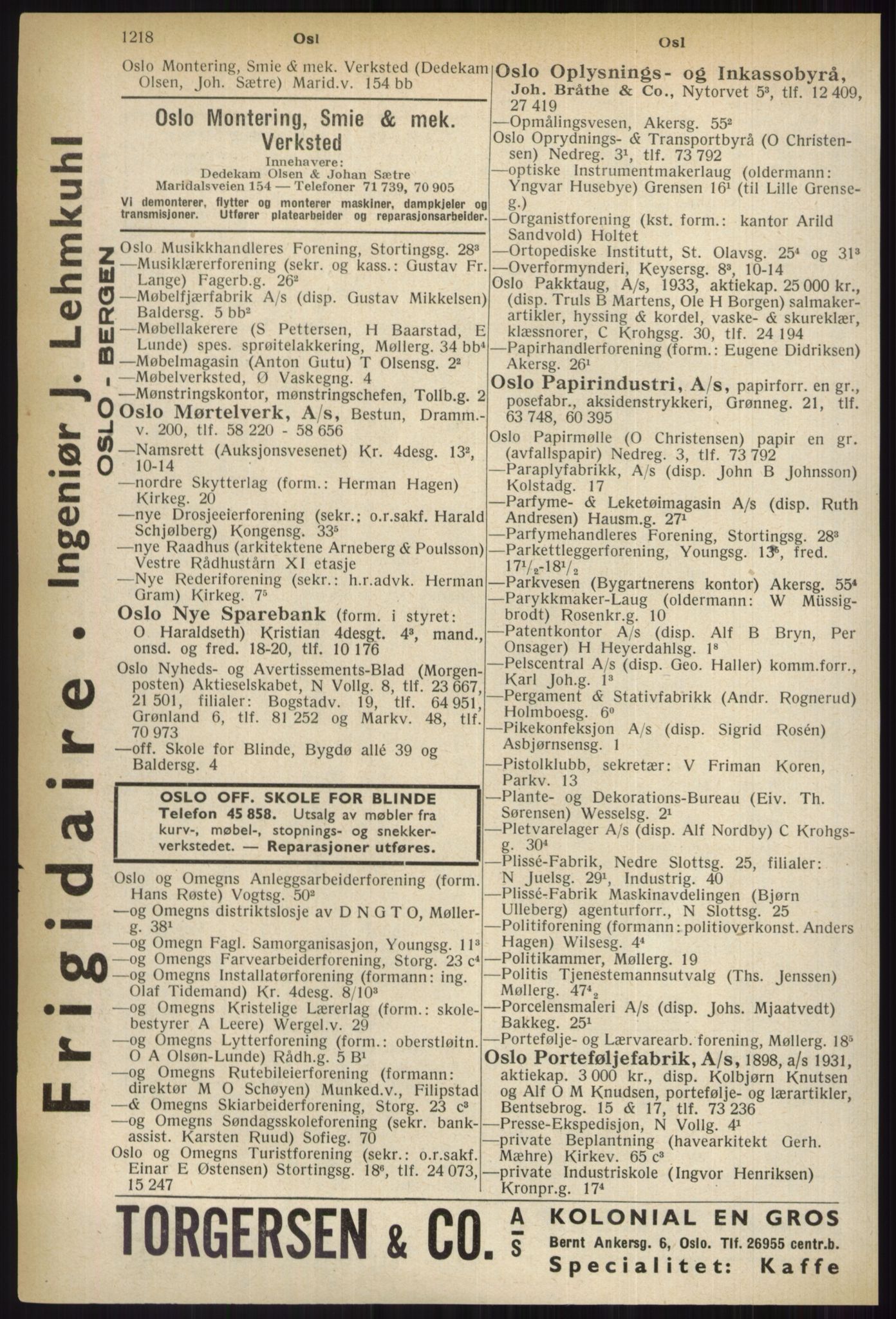 Kristiania/Oslo adressebok, PUBL/-, 1937, s. 1218