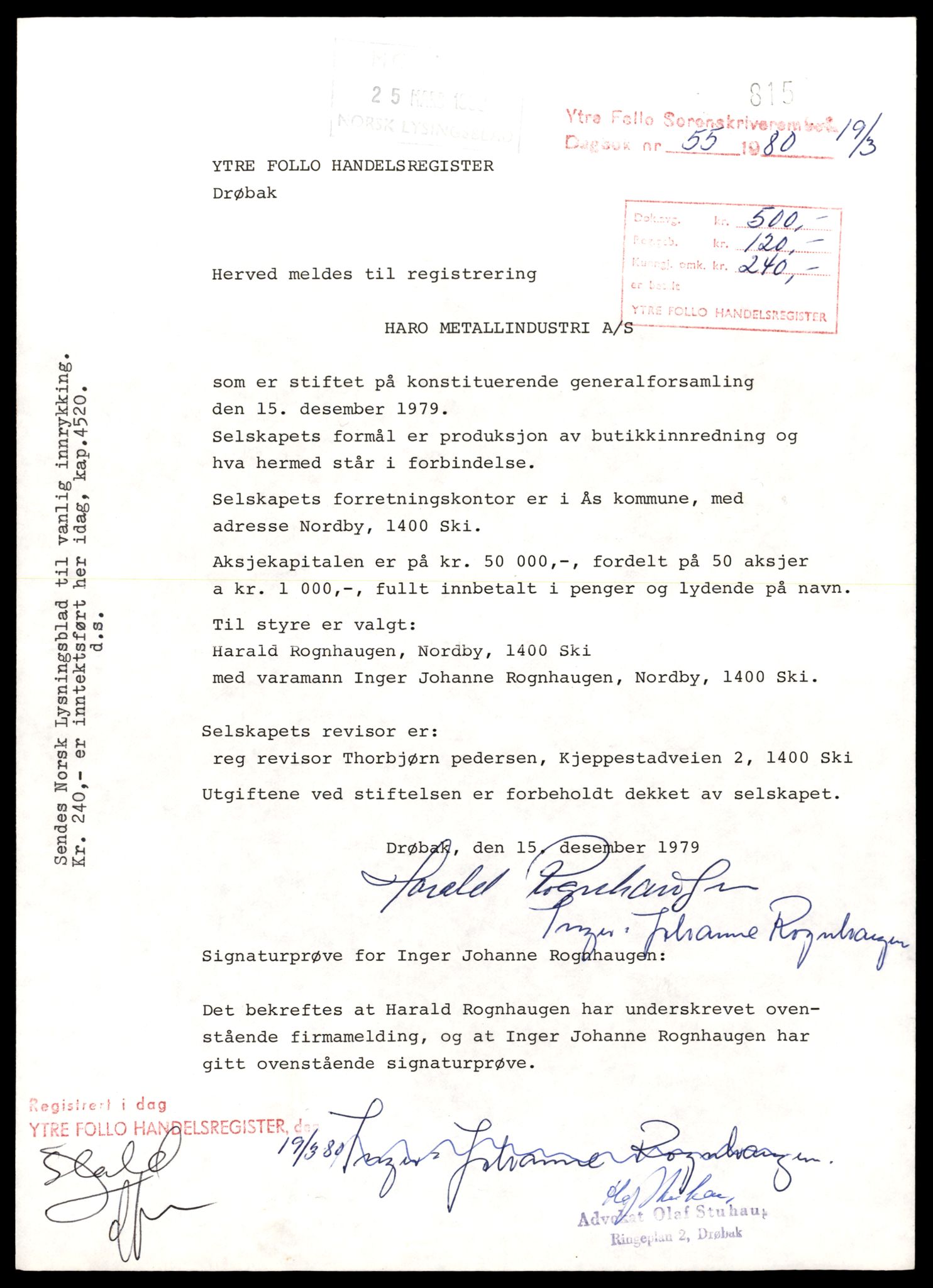 Indre Follo tingrett, SAT/A-10086/K/Kb/Kbc/L0003: Enkeltmannsforetak, aksjeselskap og andelslag, Har - Ing, 1944-1990, s. 1