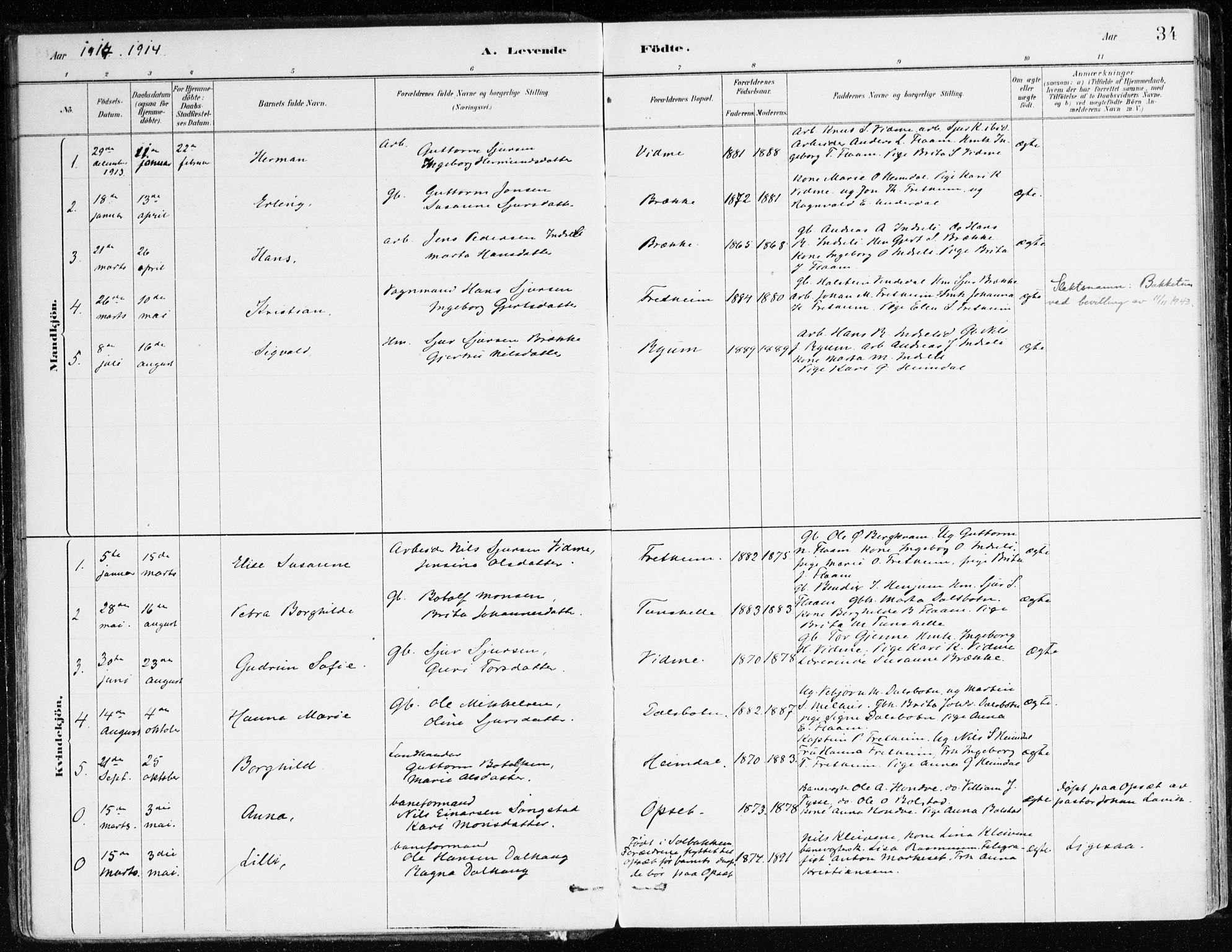 Aurland sokneprestembete, AV/SAB-A-99937/H/Ha/Hac/L0001: Ministerialbok nr. C 1, 1880-1921, s. 34