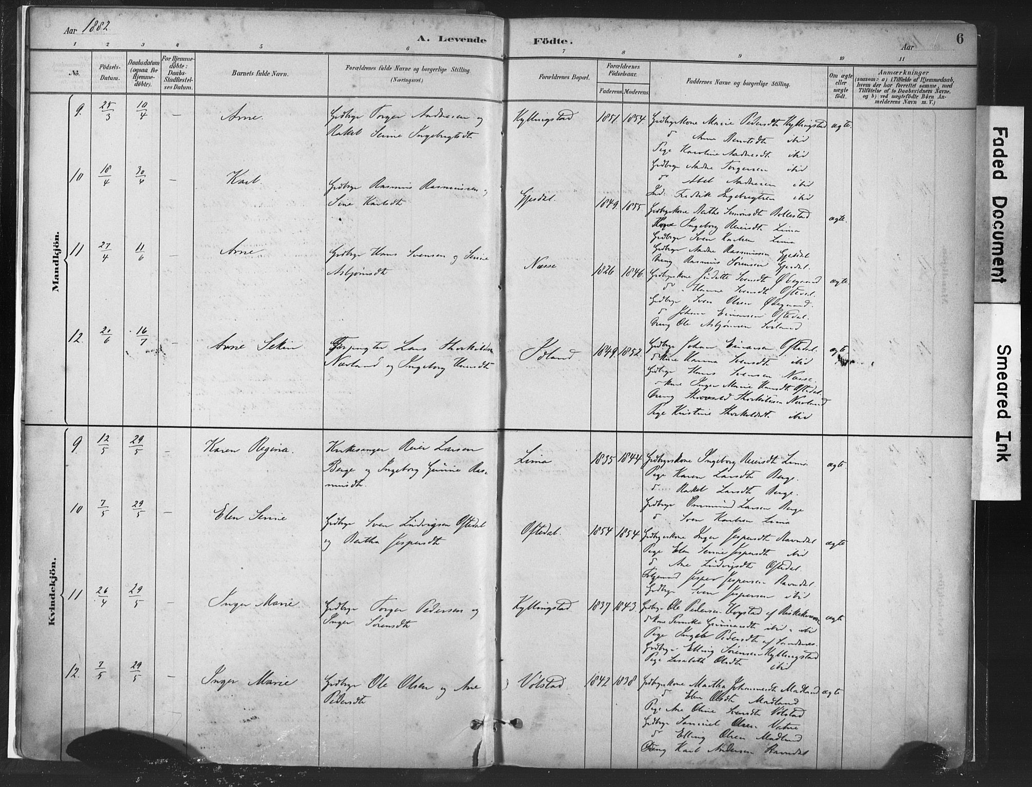 Lye sokneprestkontor, AV/SAST-A-101794/001/30BA/L0010: Ministerialbok nr. A 10, 1881-1896, s. 6