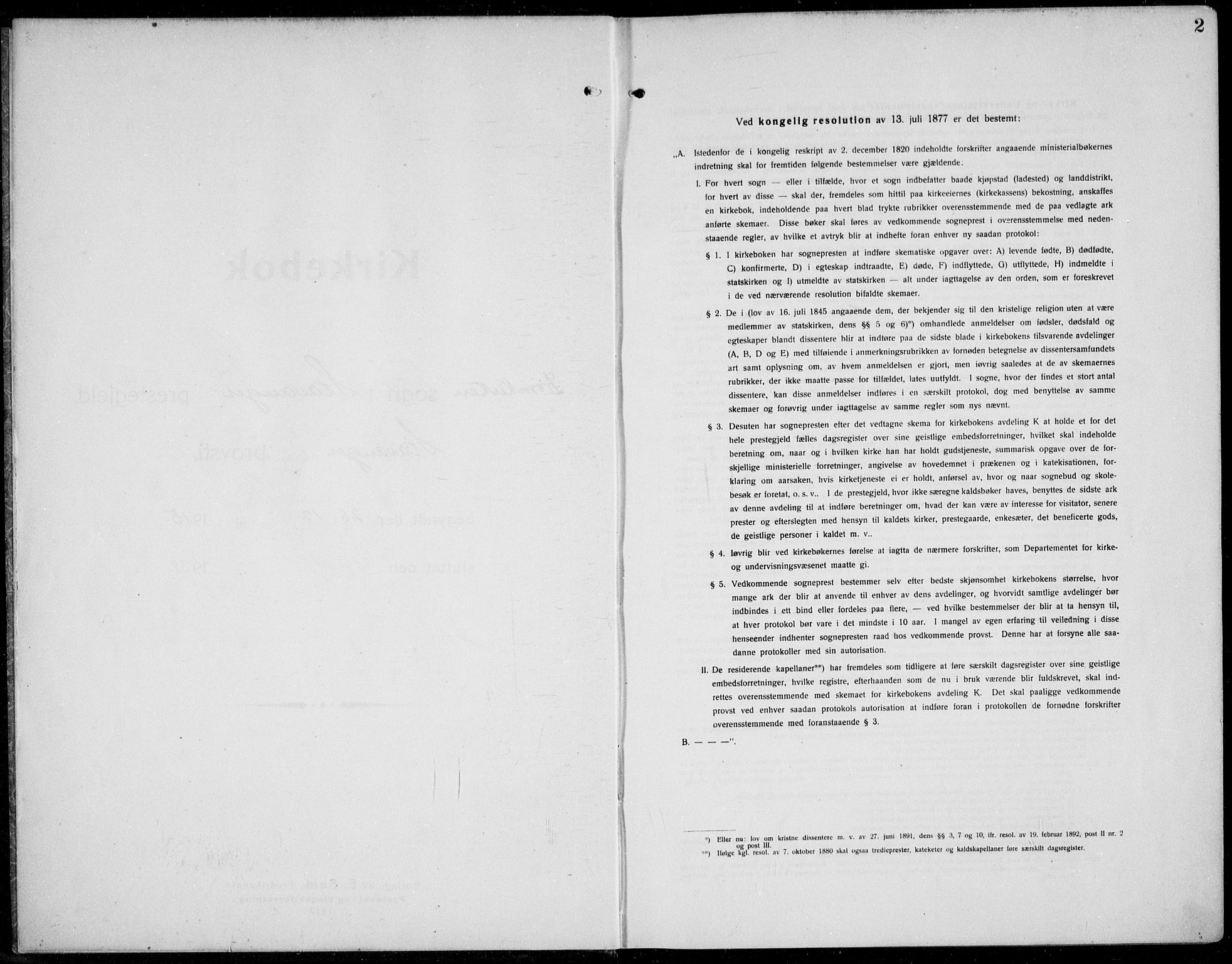 Domkirken sokneprestkontor, SAST/A-101812/001/30/30BB/L0019: Klokkerbok nr. B 19, 1915-1932, s. 2