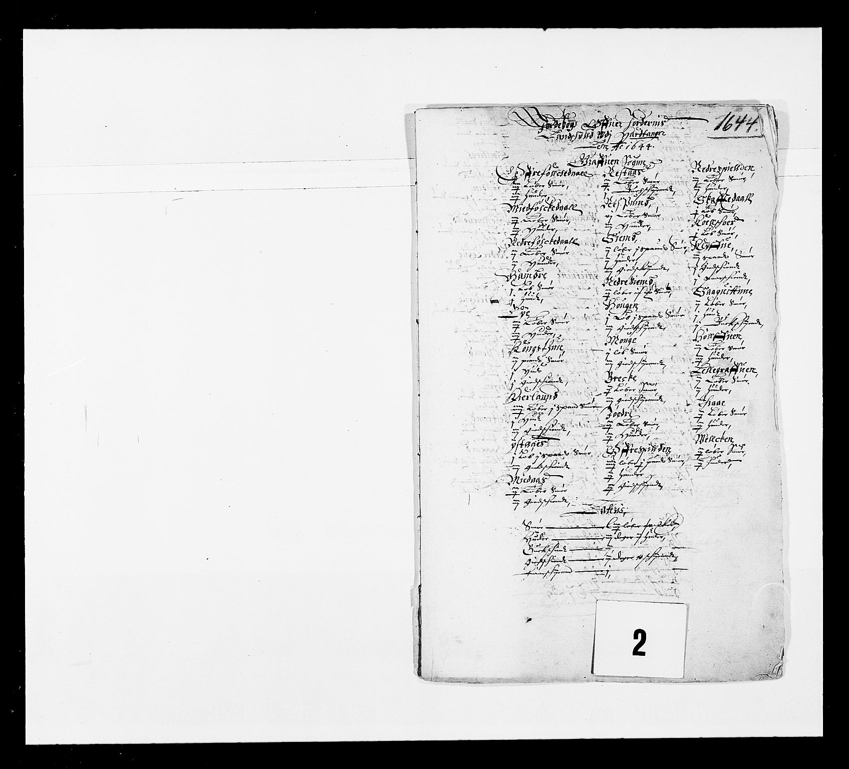 Stattholderembetet 1572-1771, AV/RA-EA-2870/Ek/L0024/0001: Jordebøker 1633-1658: / Jordebøker for Bergenhus len, 1644, s. 1