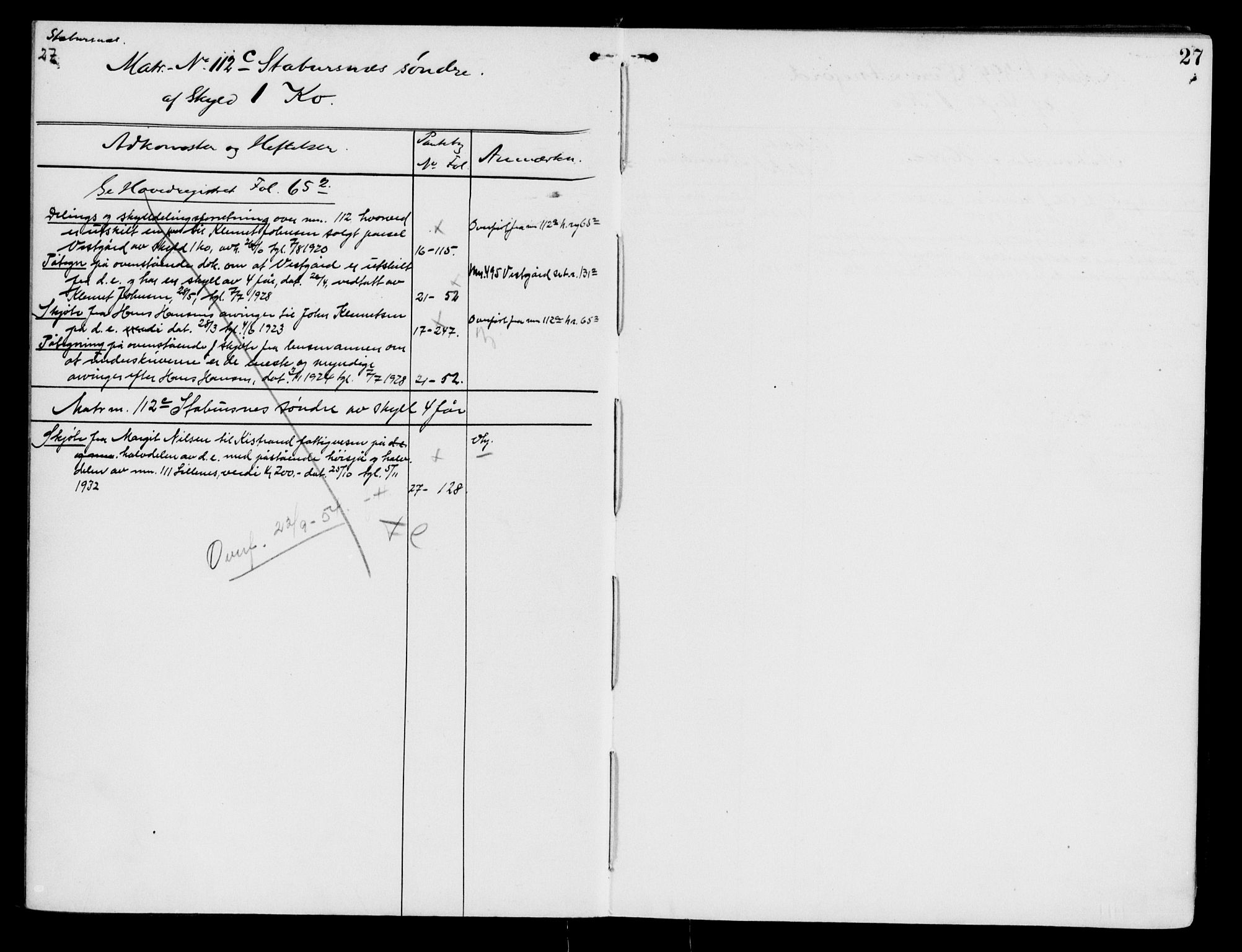 Hammerfest fogderi/sorenskriveri, AV/SATØ-S-0056/1/K/Kb/L0016realpant: Panteregister nr. 16, s. 27