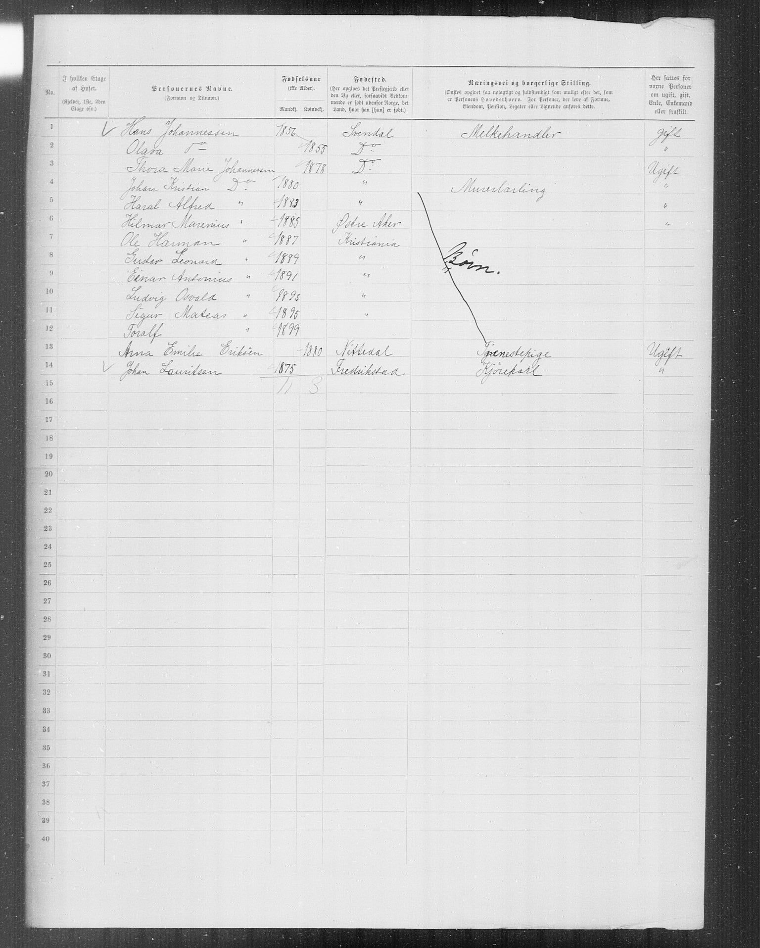 OBA, Kommunal folketelling 31.12.1899 for Kristiania kjøpstad, 1899, s. 9714