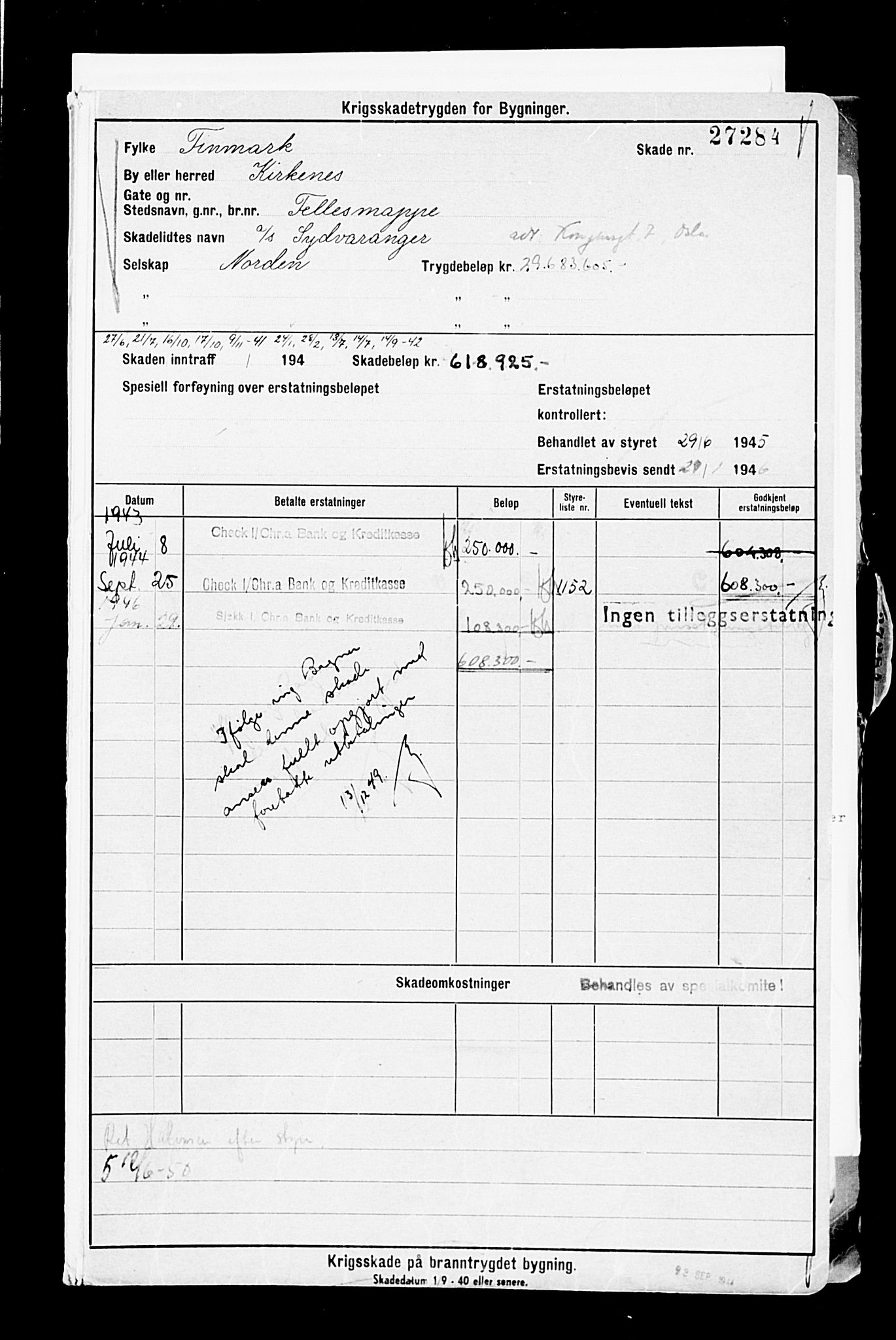 Krigsskadetrygdene for bygninger og løsøre, AV/RA-S-1548/V/L0014: --, 1940-1945, s. 54