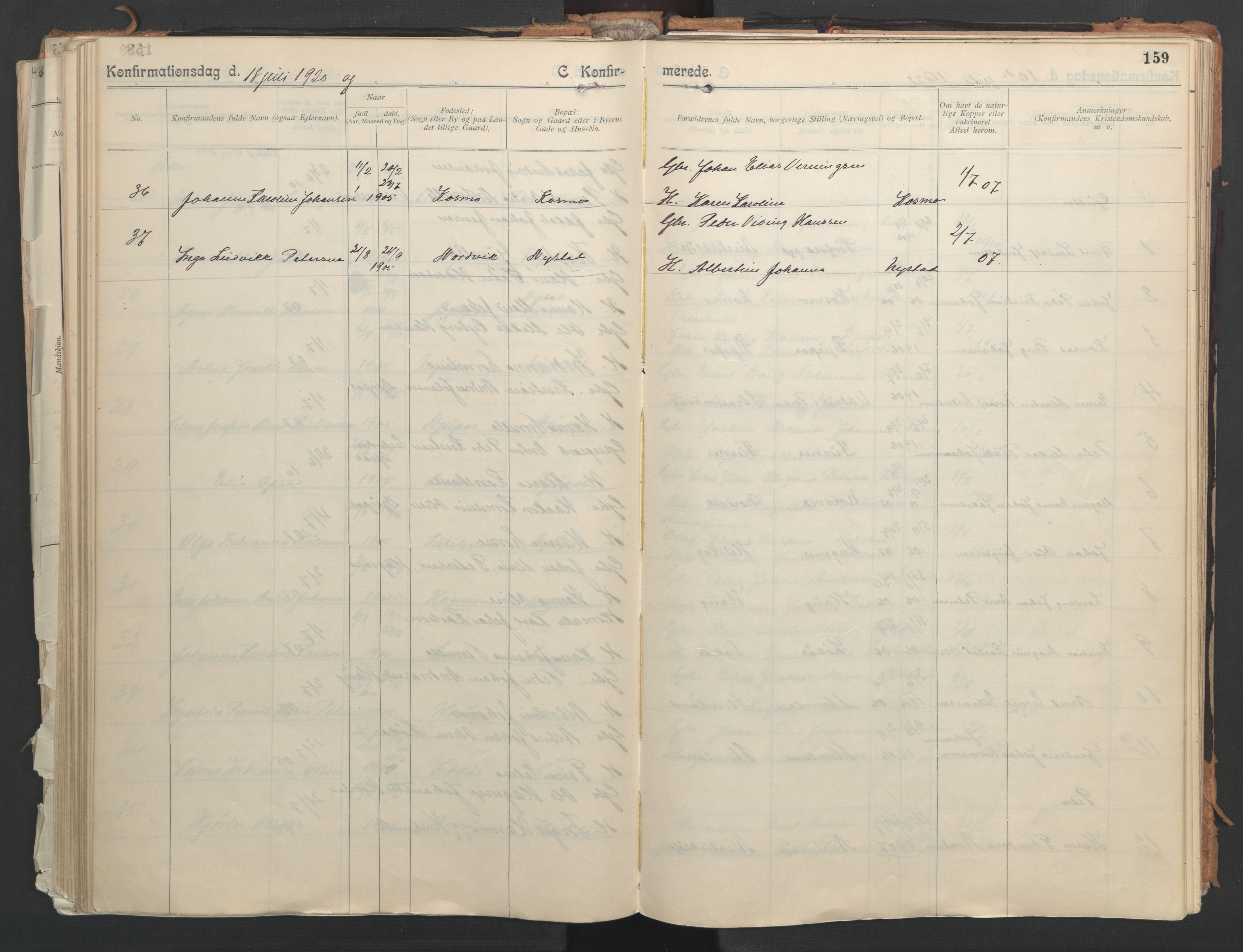 Ministerialprotokoller, klokkerbøker og fødselsregistre - Nordland, AV/SAT-A-1459/851/L0724: Ministerialbok nr. 851A01, 1901-1922, s. 159