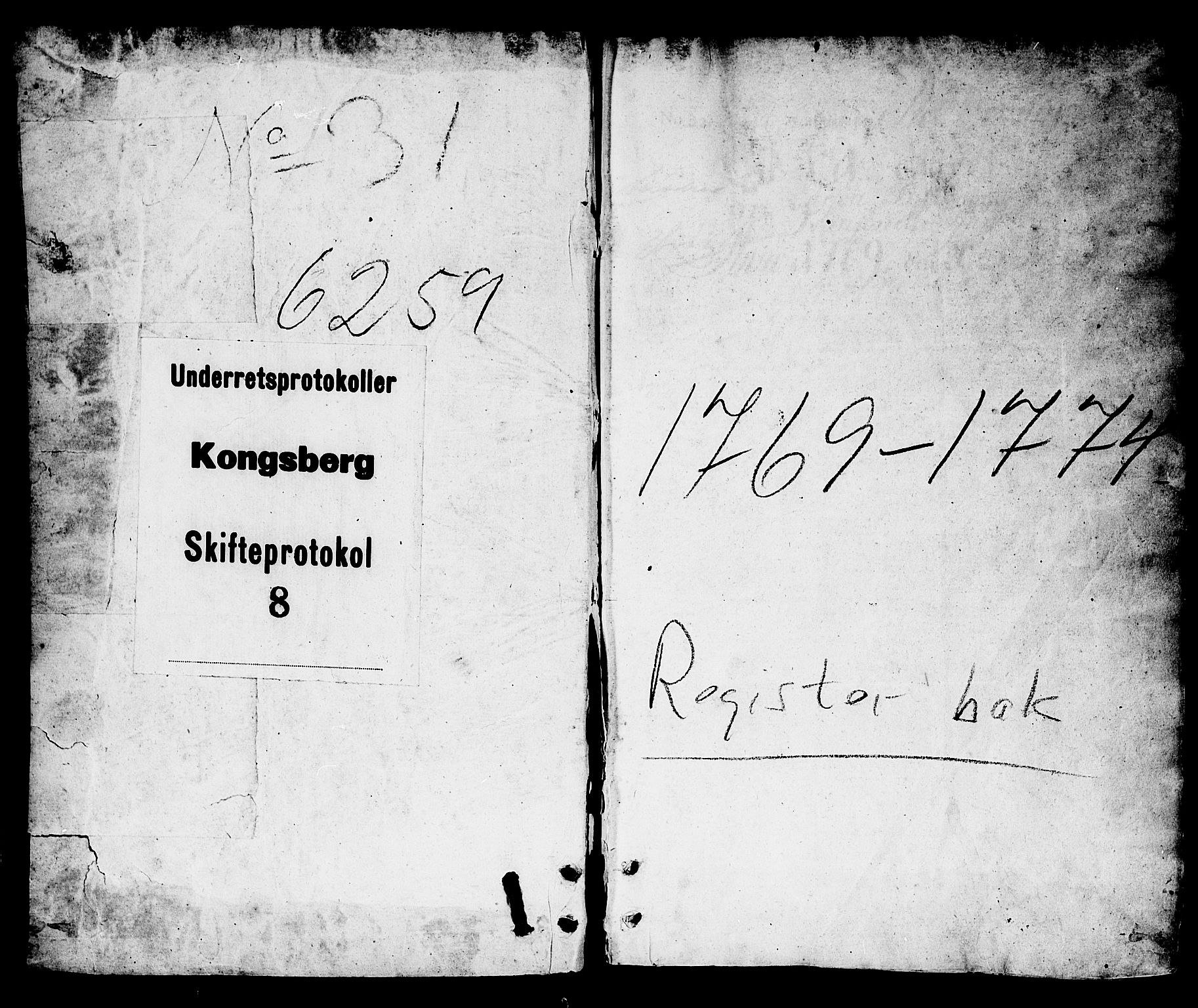 Kongsberg byfogd, SAKO/A-84/H/Hb/L0009: Skifteprotokoll, 1769-1775