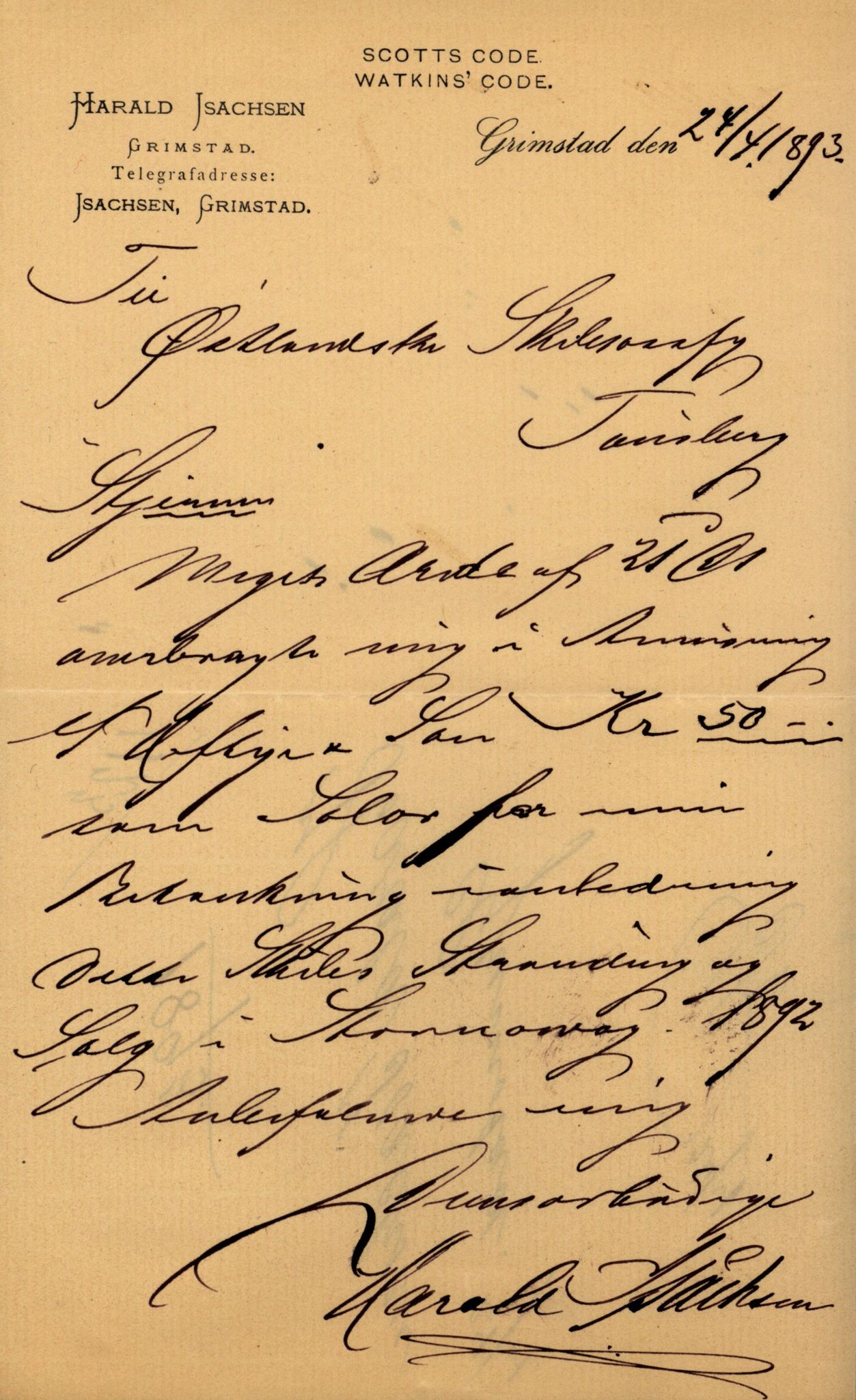 Pa 63 - Østlandske skibsassuranceforening, VEMU/A-1079/G/Ga/L0028/0005: Havaridokumenter / Tjømø, Magnolia, Caroline, Olaf, Stjernen, 1892, s. 251