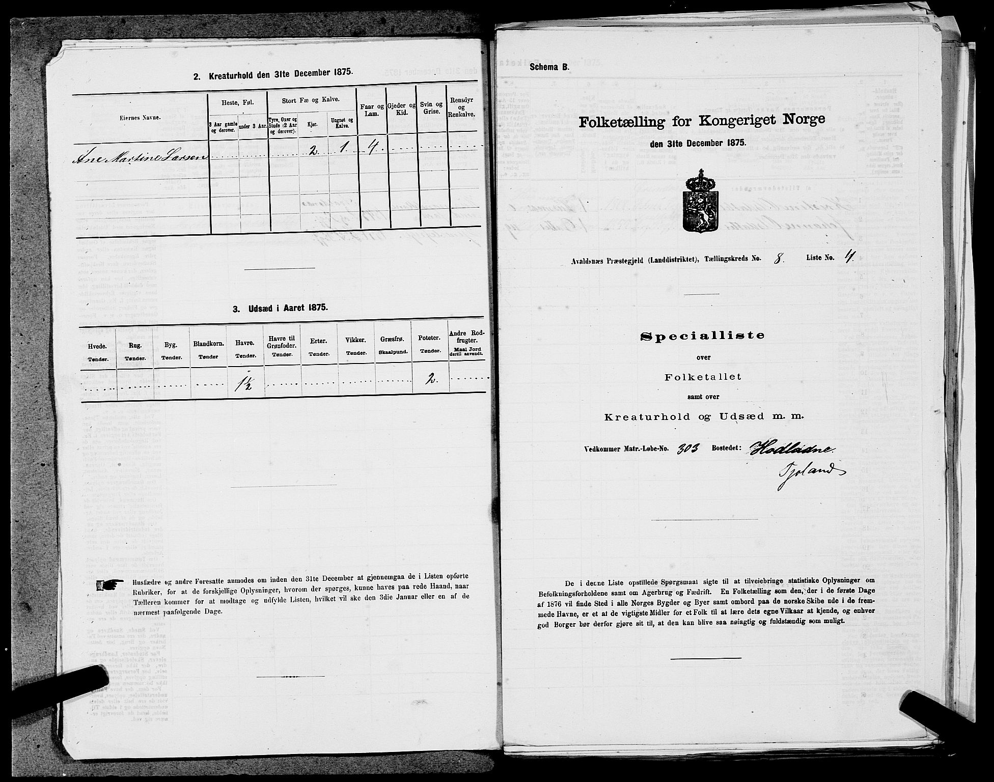 SAST, Folketelling 1875 for 1147L Avaldsnes prestegjeld, Avaldsnes sokn og Kopervik landsokn, 1875, s. 1296