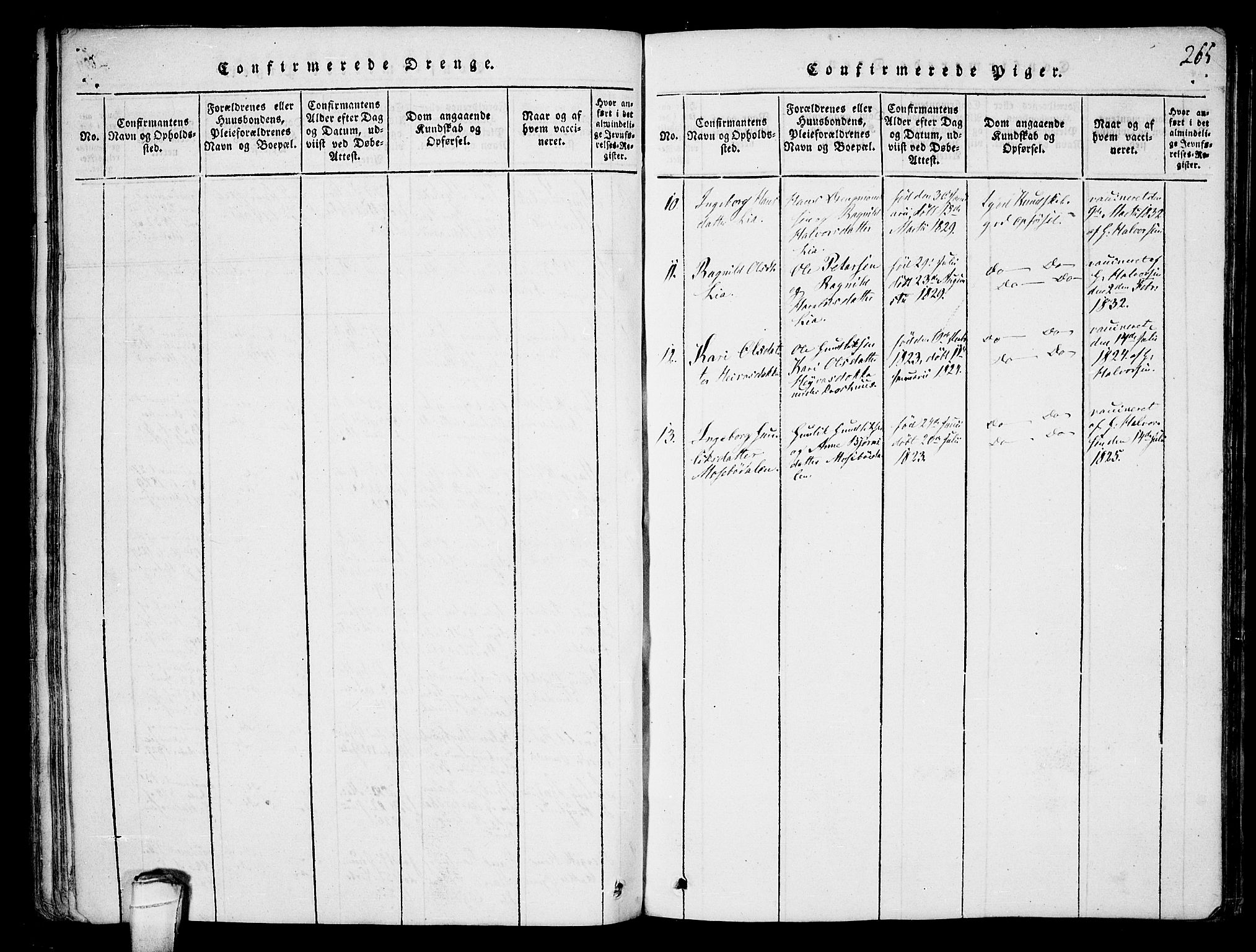 Hjartdal kirkebøker, AV/SAKO-A-270/F/Fb/L0001: Ministerialbok nr. II 1, 1815-1843, s. 265