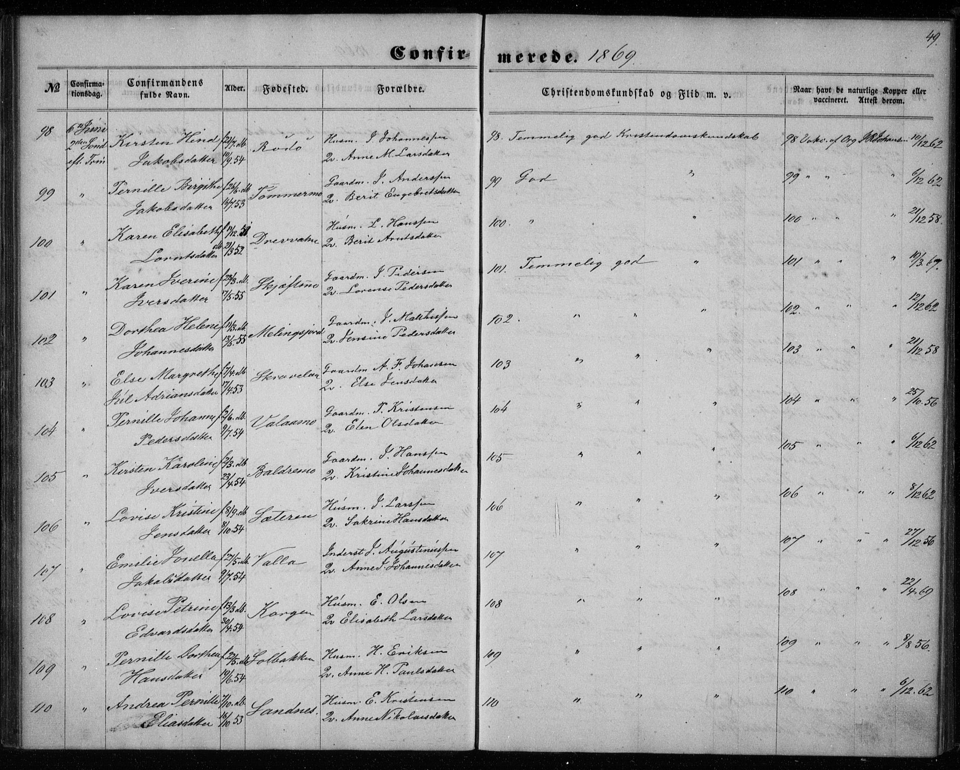 Ministerialprotokoller, klokkerbøker og fødselsregistre - Nordland, AV/SAT-A-1459/825/L0357: Ministerialbok nr. 825A11, 1859-1877, s. 49
