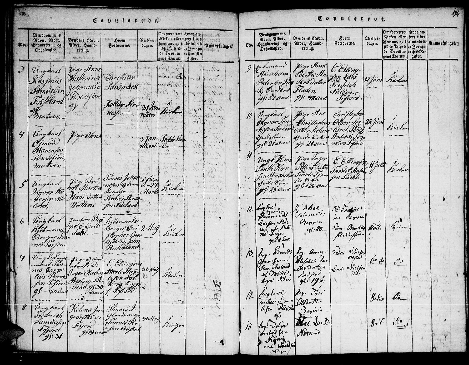 Flekkefjord sokneprestkontor, AV/SAK-1111-0012/F/Fa/Fac/L0002: Ministerialbok nr. A 2, 1815-1826, s. 196