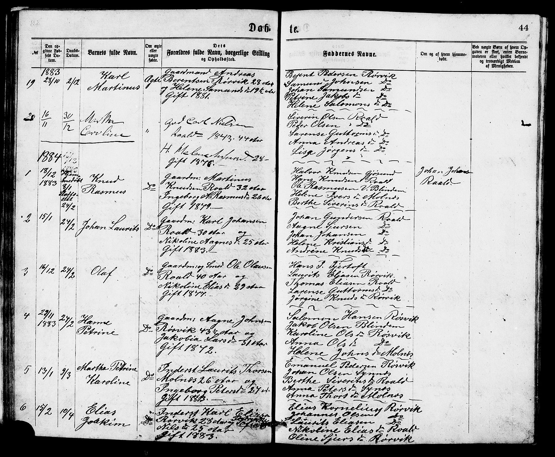 Ministerialprotokoller, klokkerbøker og fødselsregistre - Møre og Romsdal, AV/SAT-A-1454/537/L0521: Klokkerbok nr. 537C02, 1869-1888, s. 44