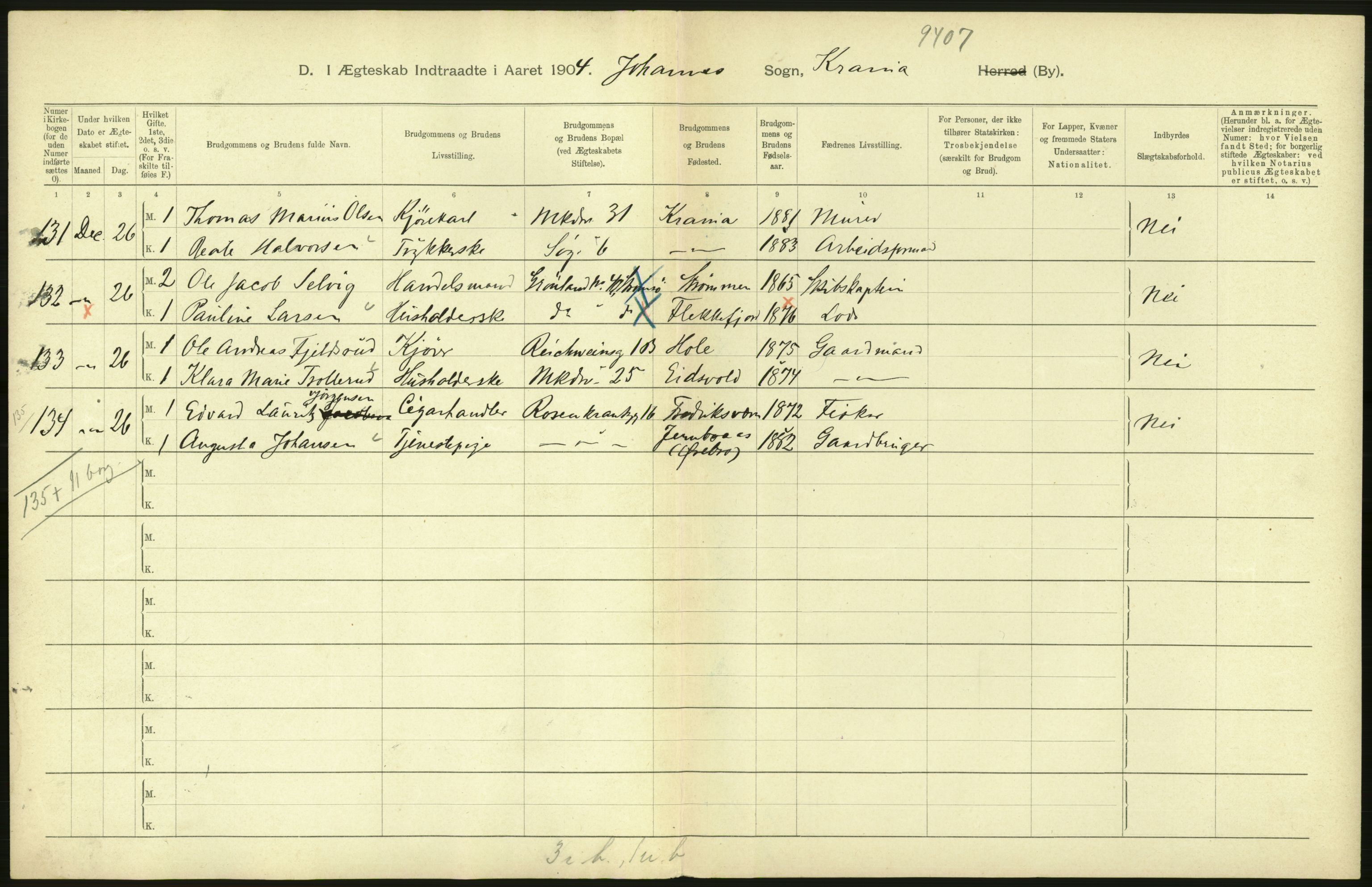 Statistisk sentralbyrå, Sosiodemografiske emner, Befolkning, AV/RA-S-2228/D/Df/Dfa/Dfab/L0004: Kristiania: Gifte, døde, 1904, s. 200