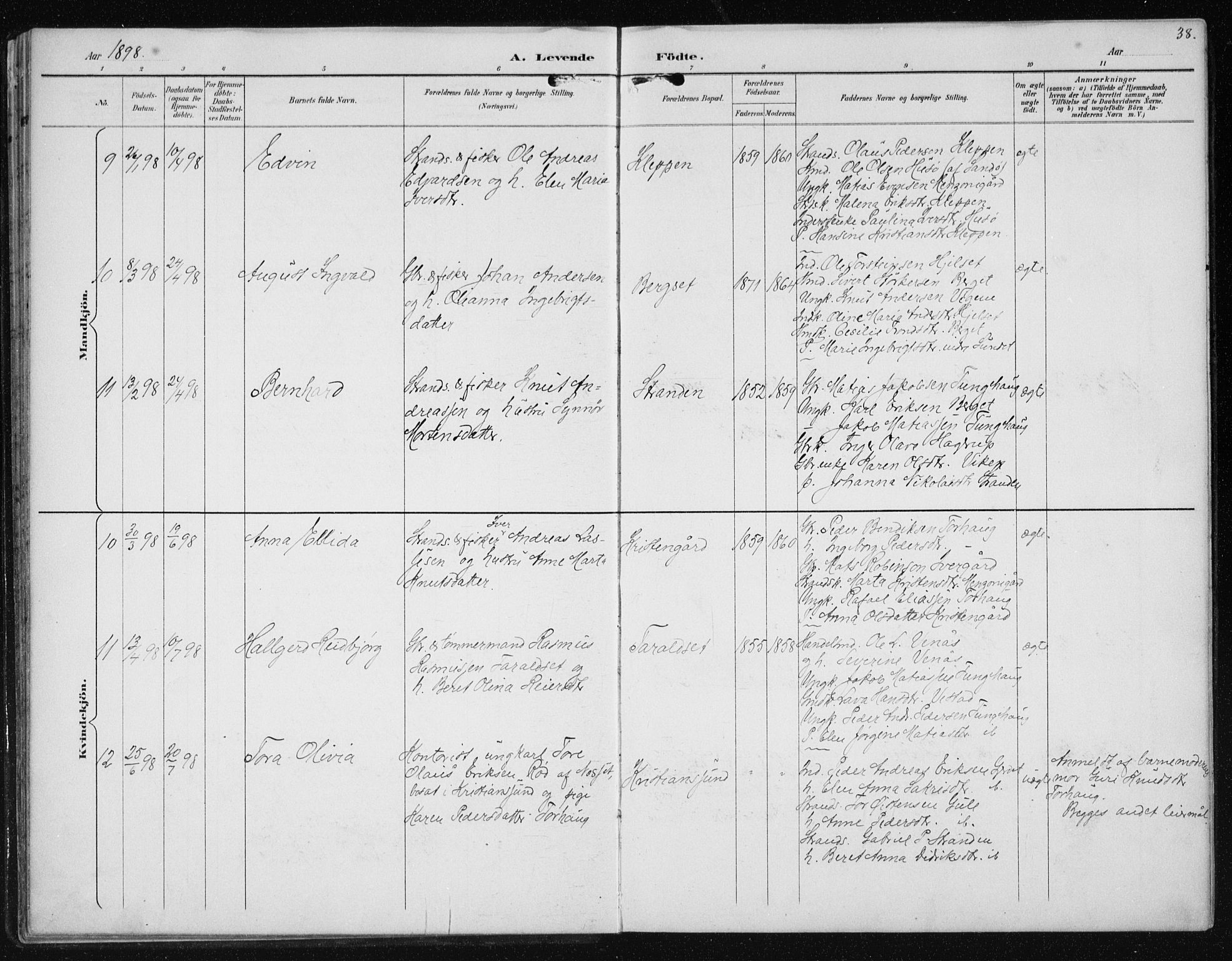 Ministerialprotokoller, klokkerbøker og fødselsregistre - Møre og Romsdal, AV/SAT-A-1454/566/L0773: Klokkerbok nr. 566C02, 1892-1909, s. 38