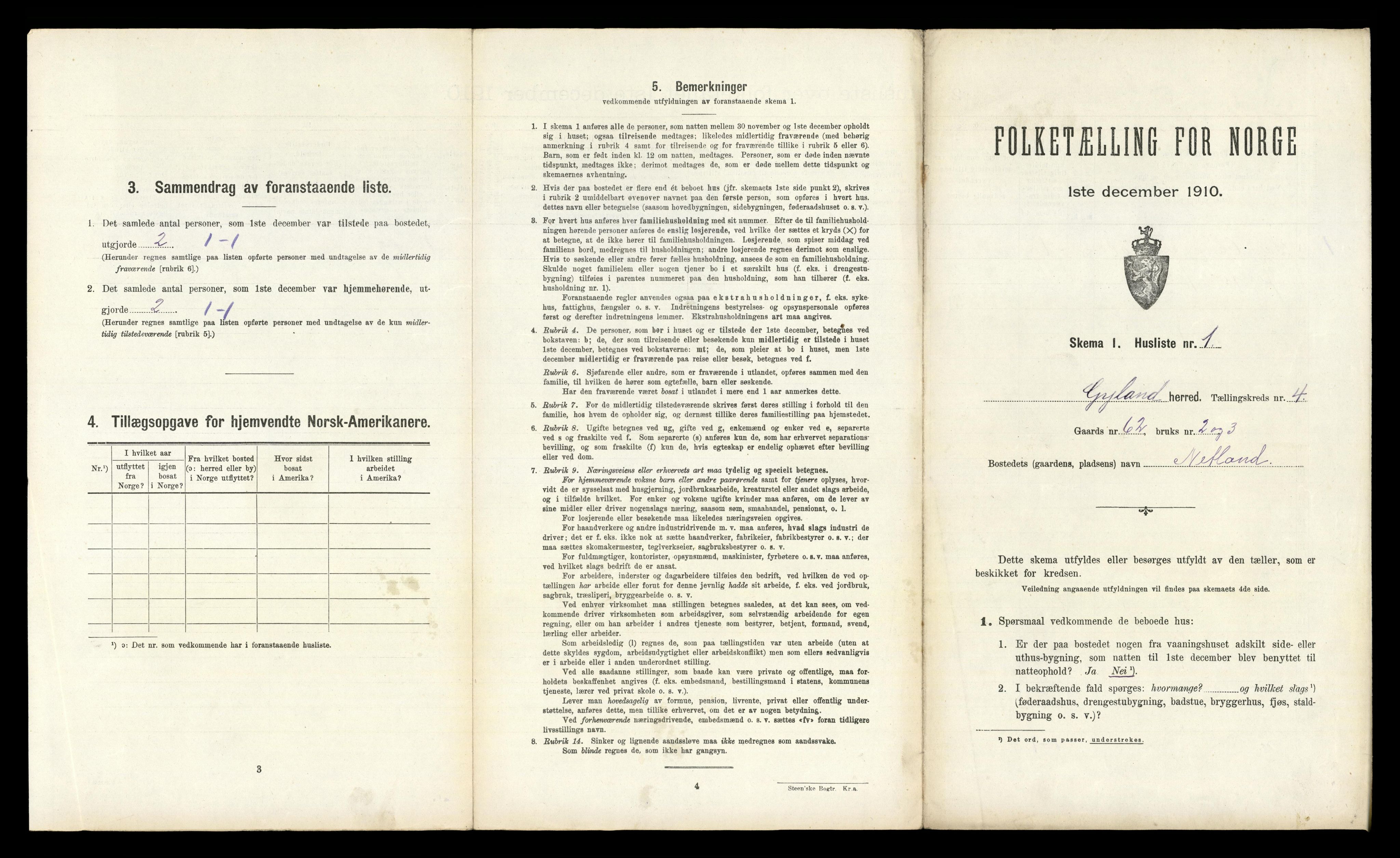 RA, Folketelling 1910 for 1044 Gyland herred, 1910, s. 132