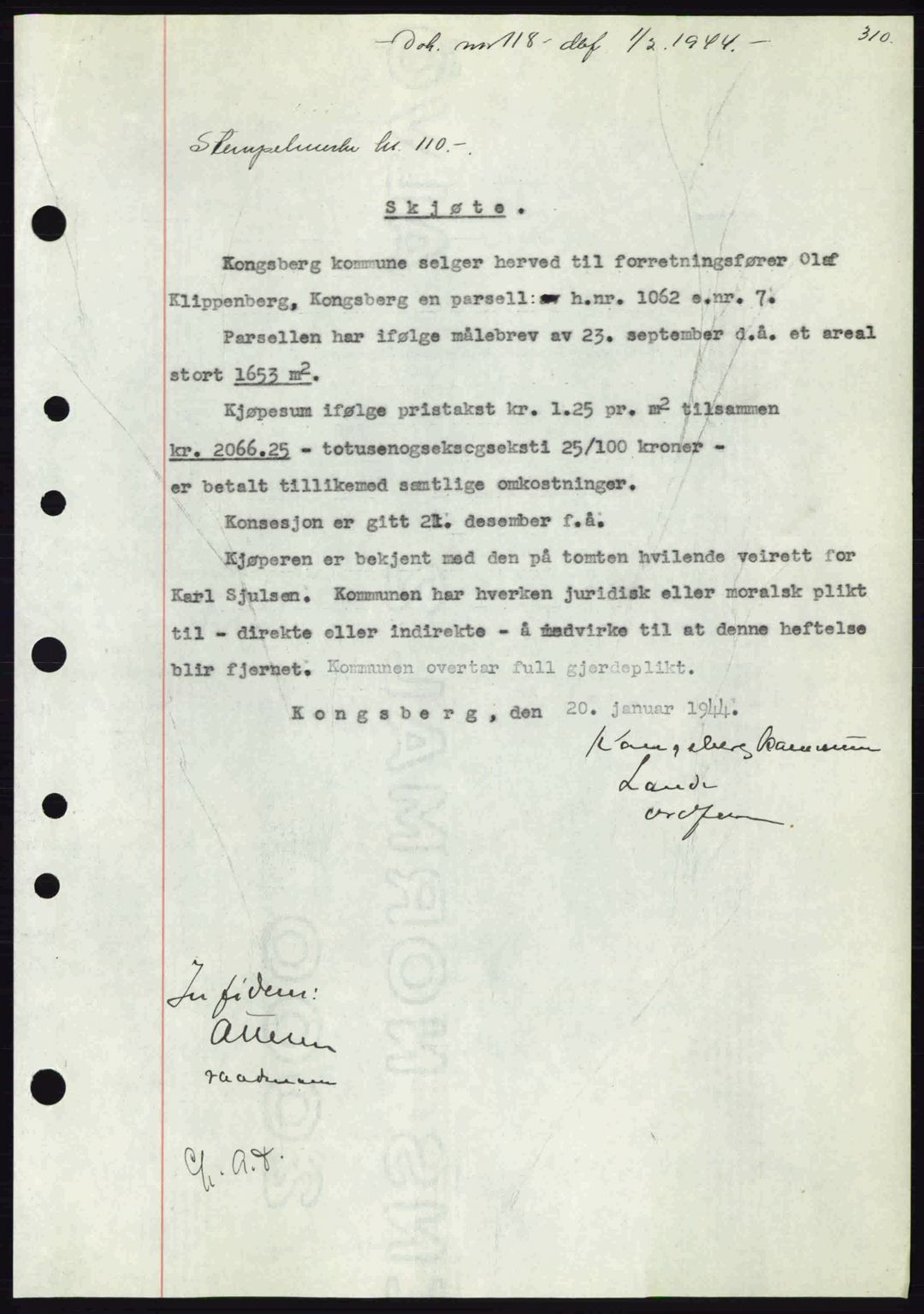 Numedal og Sandsvær sorenskriveri, SAKO/A-128/G/Ga/Gaa/L0055: Pantebok nr. A7, 1943-1944, Dagboknr: 118/1944