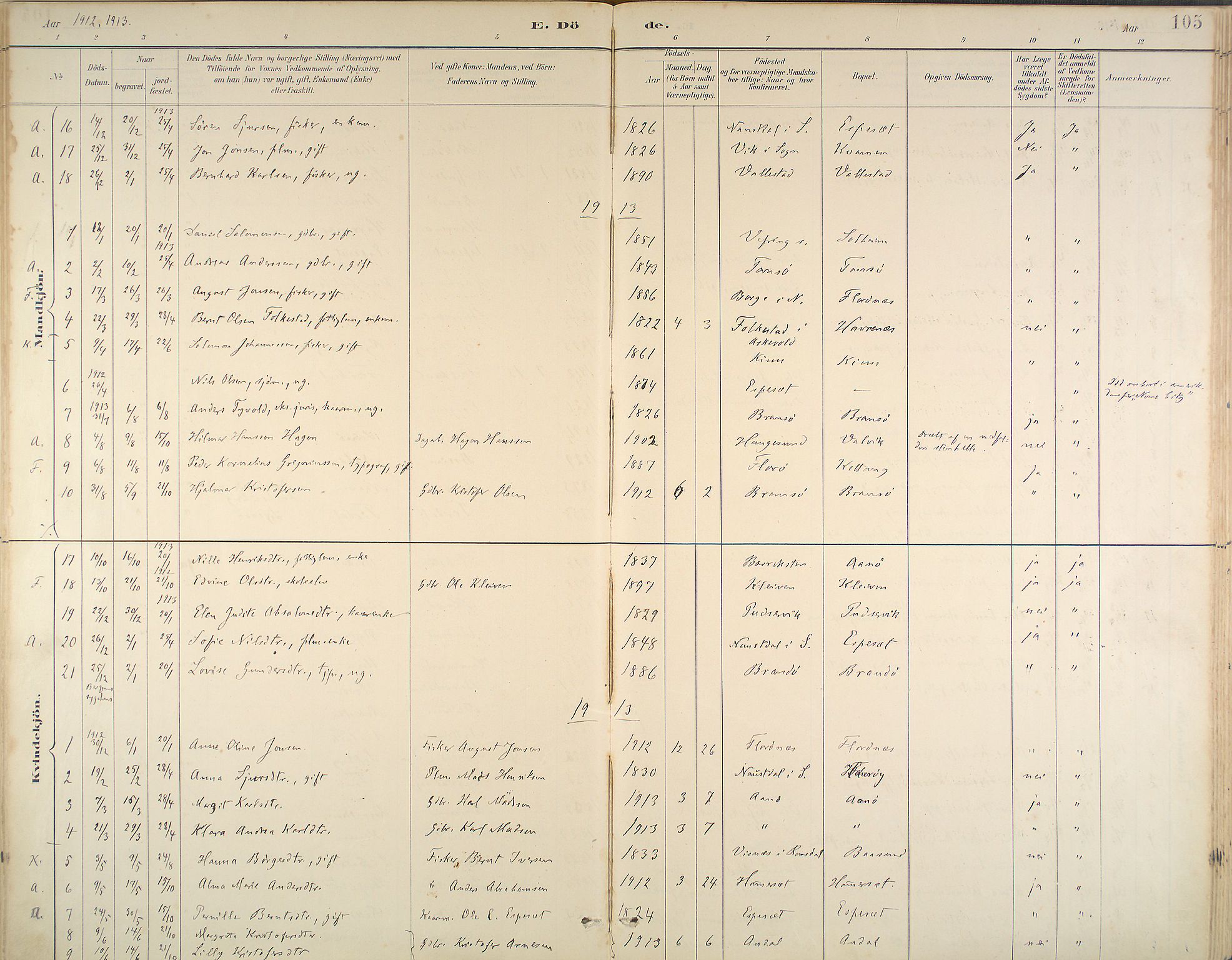 Kinn sokneprestembete, AV/SAB-A-80801/H/Haa/Haab/L0011: Ministerialbok nr. B 11, 1886-1936, s. 105