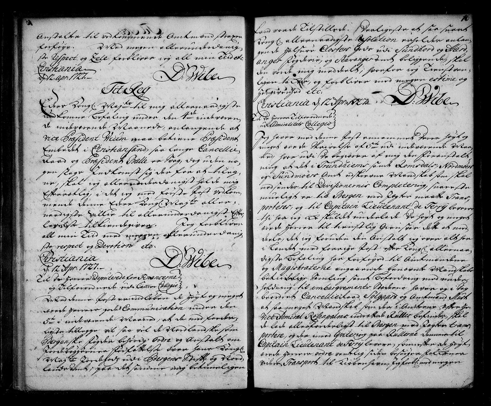 Stattholderembetet 1572-1771, AV/RA-EA-2870/Be/L0002: Relasjons- og korrespondanseprotokoll, 1726-1731, s. 15b-16a