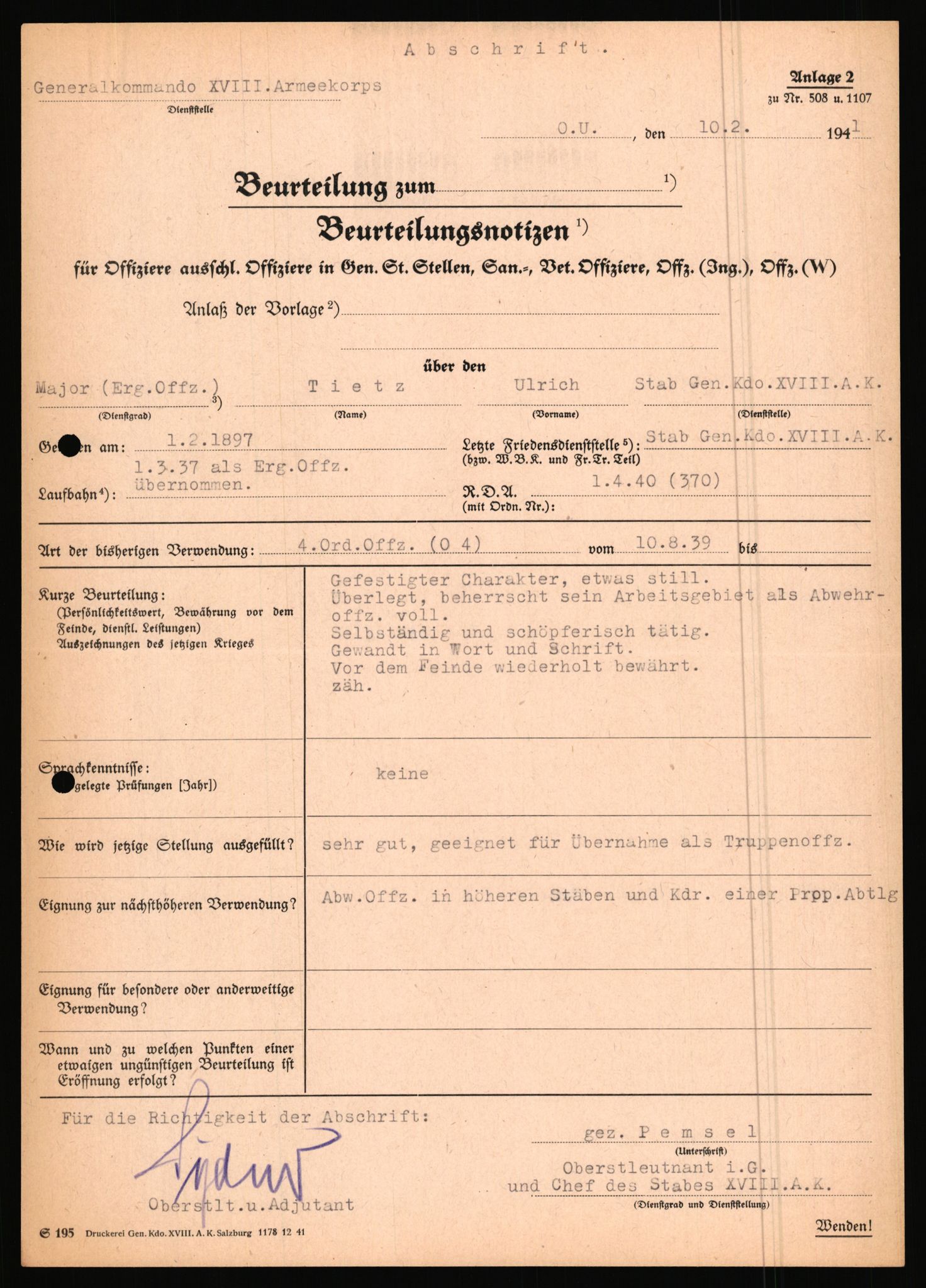 Forsvarets Overkommando. 2 kontor. Arkiv 11.4. Spredte tyske arkivsaker, AV/RA-RAFA-7031/D/Dar/Dara/L0019: Personalbøker og diverse, 1940-1945, s. 472