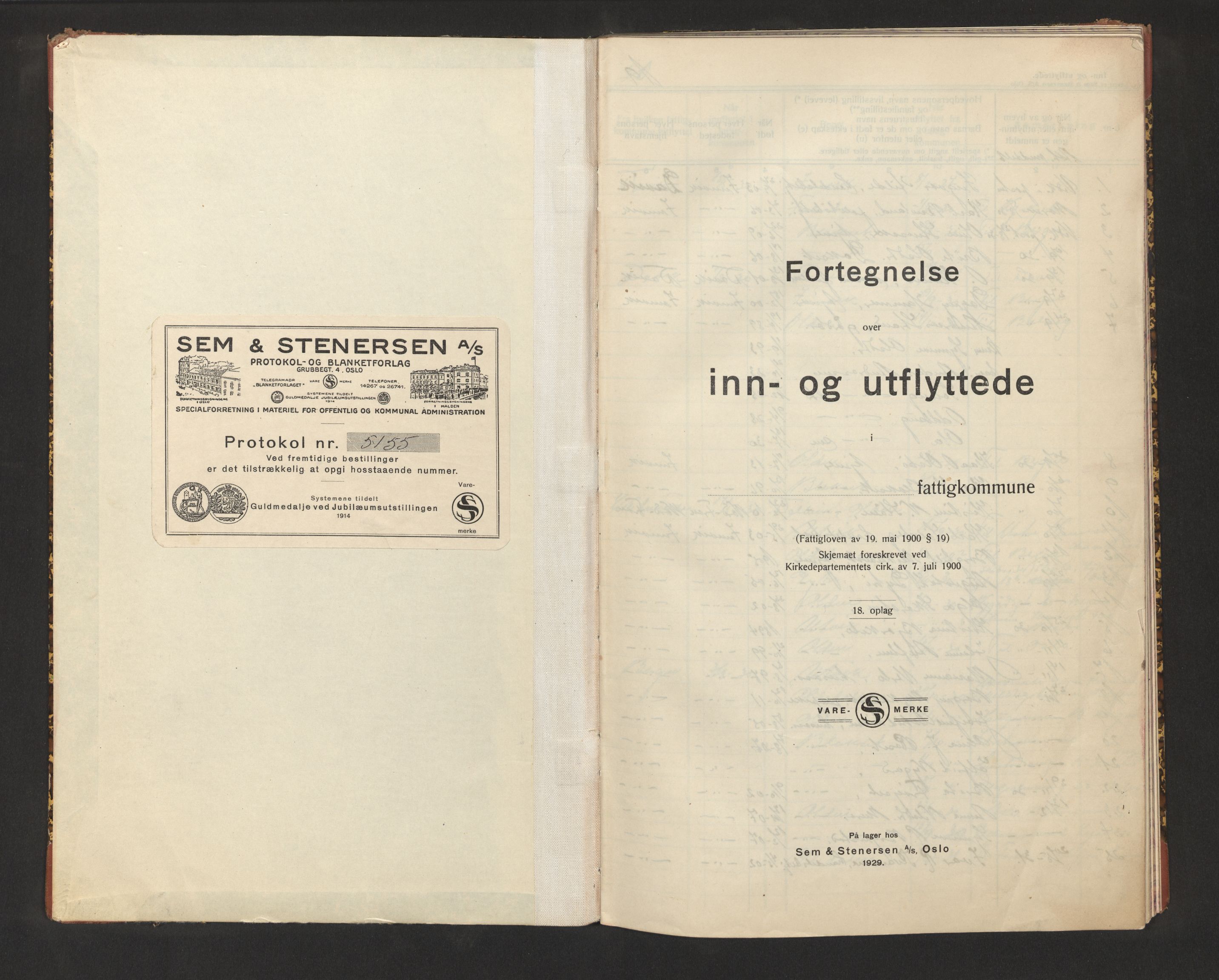 Lensmannen i Innvik, SAB/A-28501/0020/L0001: Protokoll over inn- og utflytte, 1930-1945