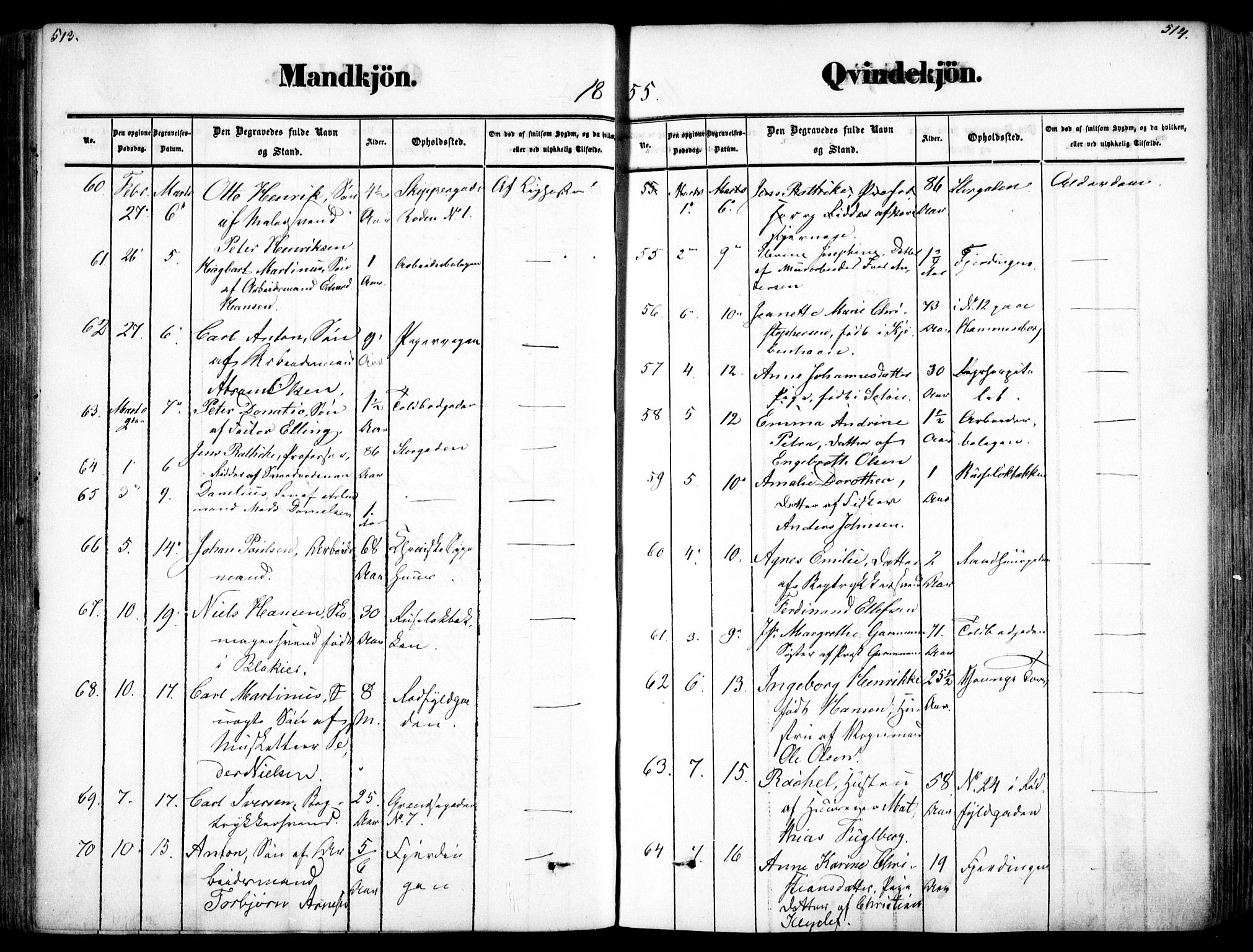 Oslo domkirke Kirkebøker, SAO/A-10752/F/Fa/L0025: Ministerialbok nr. 25, 1847-1867, s. 513-514