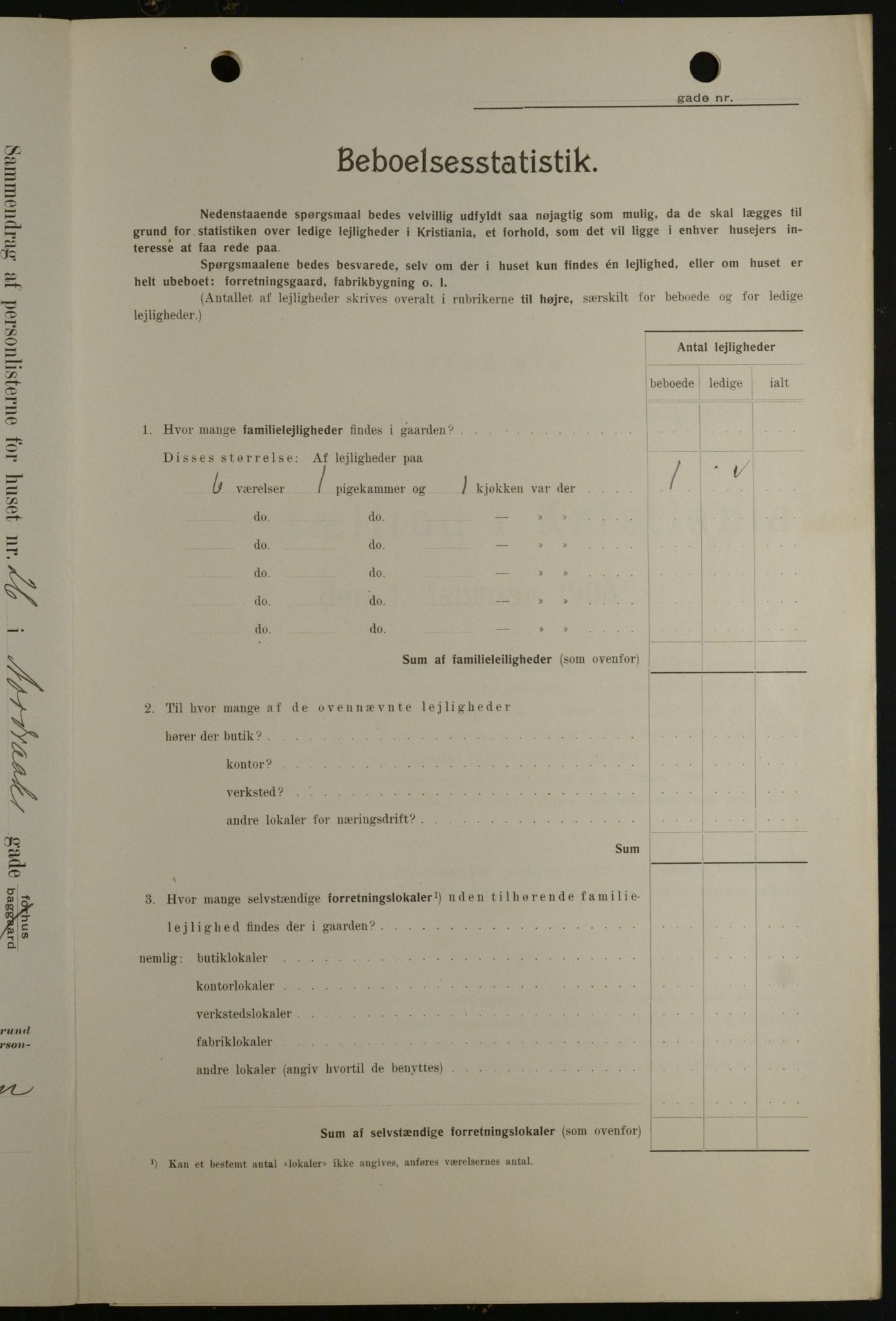 OBA, Kommunal folketelling 1.2.1908 for Kristiania kjøpstad, 1908, s. 65998