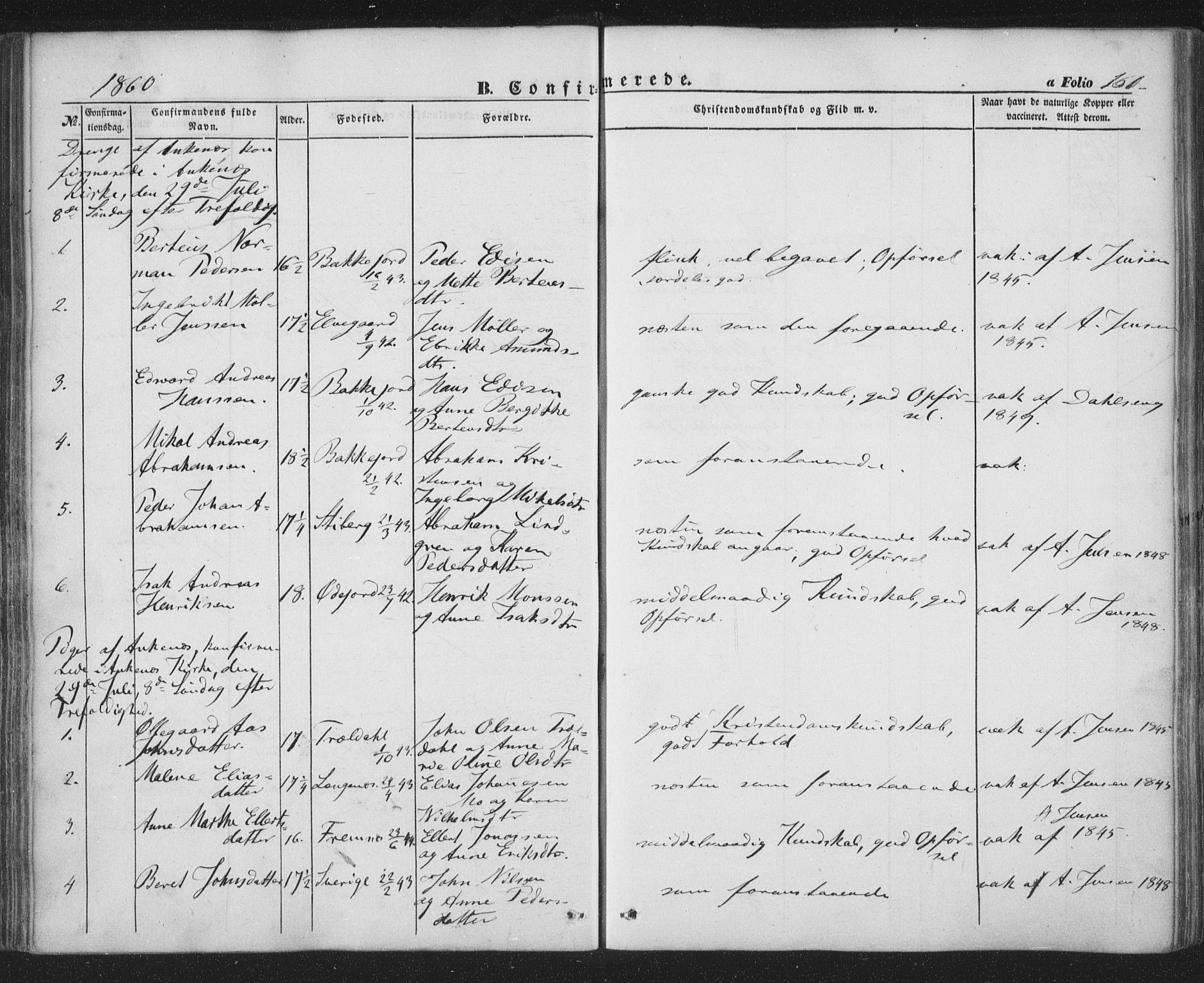 Ministerialprotokoller, klokkerbøker og fødselsregistre - Nordland, AV/SAT-A-1459/863/L0895: Ministerialbok nr. 863A07, 1851-1860, s. 160