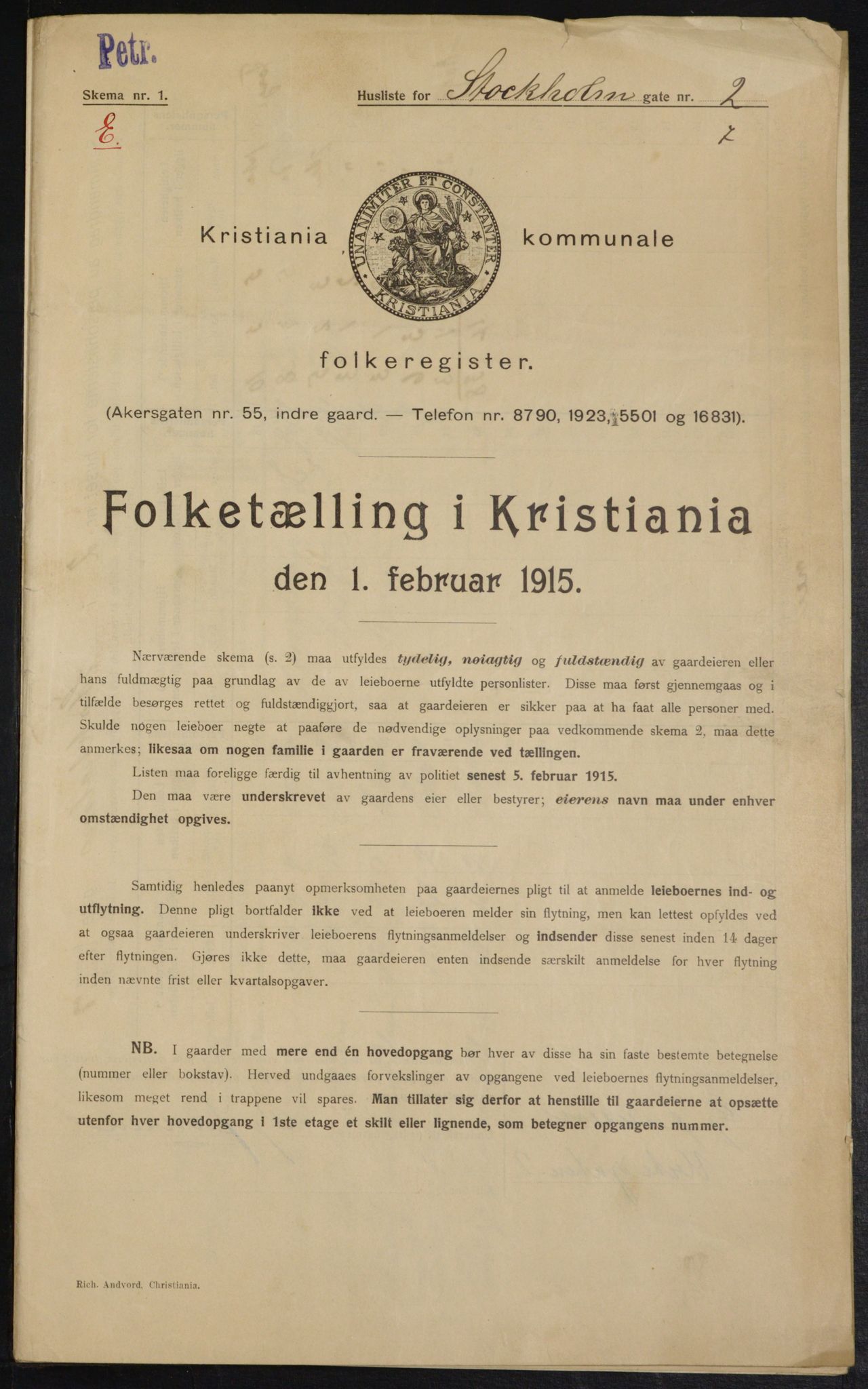 OBA, Kommunal folketelling 1.2.1915 for Kristiania, 1915, s. 102469