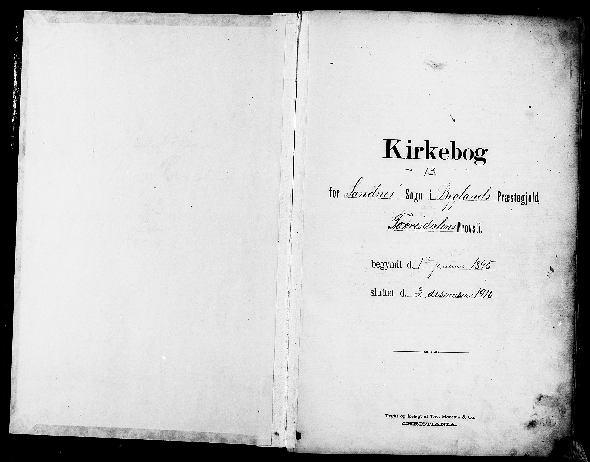 Bygland sokneprestkontor, AV/SAK-1111-0006/F/Fb/Fbc/L0002: Klokkerbok nr. B 2, 1895-1916