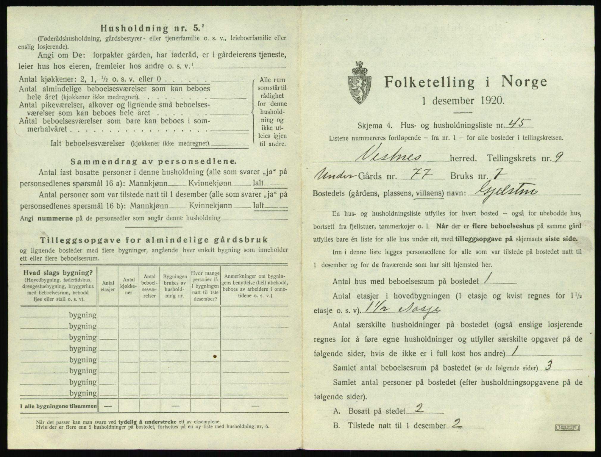 SAT, Folketelling 1920 for 1535 Vestnes herred, 1920, s. 1025