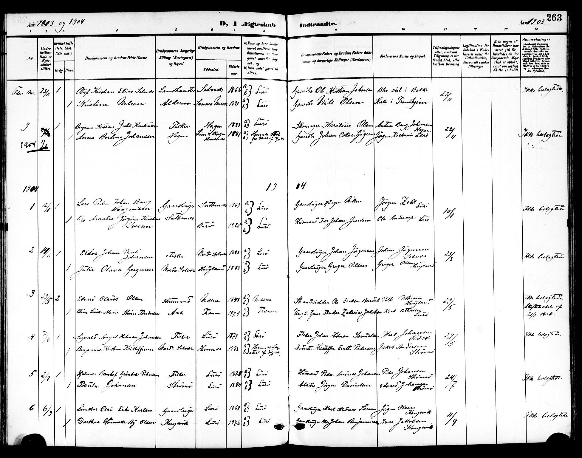 Ministerialprotokoller, klokkerbøker og fødselsregistre - Nordland, SAT/A-1459/839/L0569: Ministerialbok nr. 839A06, 1903-1922, s. 263