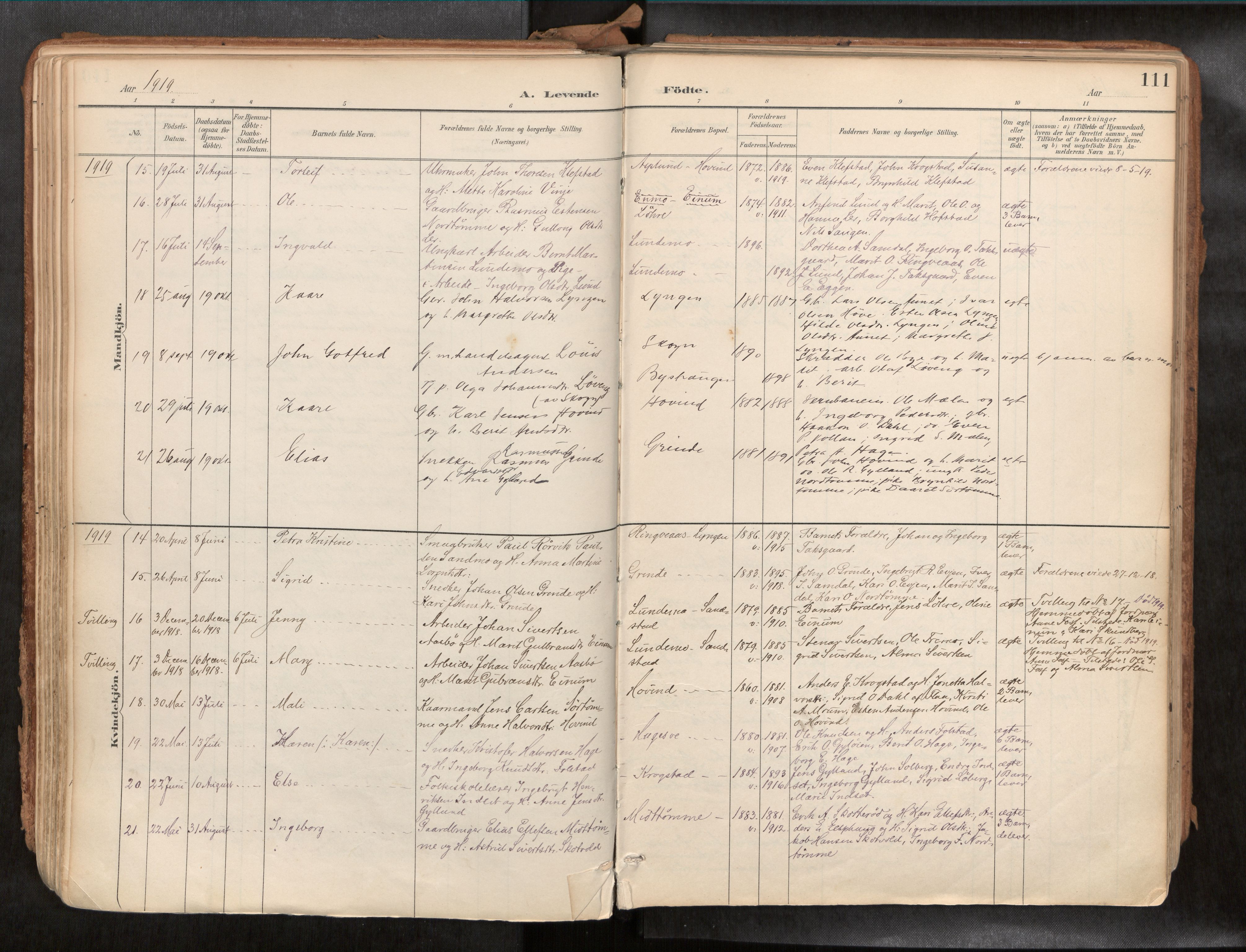 Ministerialprotokoller, klokkerbøker og fødselsregistre - Sør-Trøndelag, AV/SAT-A-1456/692/L1105b: Ministerialbok nr. 692A06, 1891-1934, s. 111