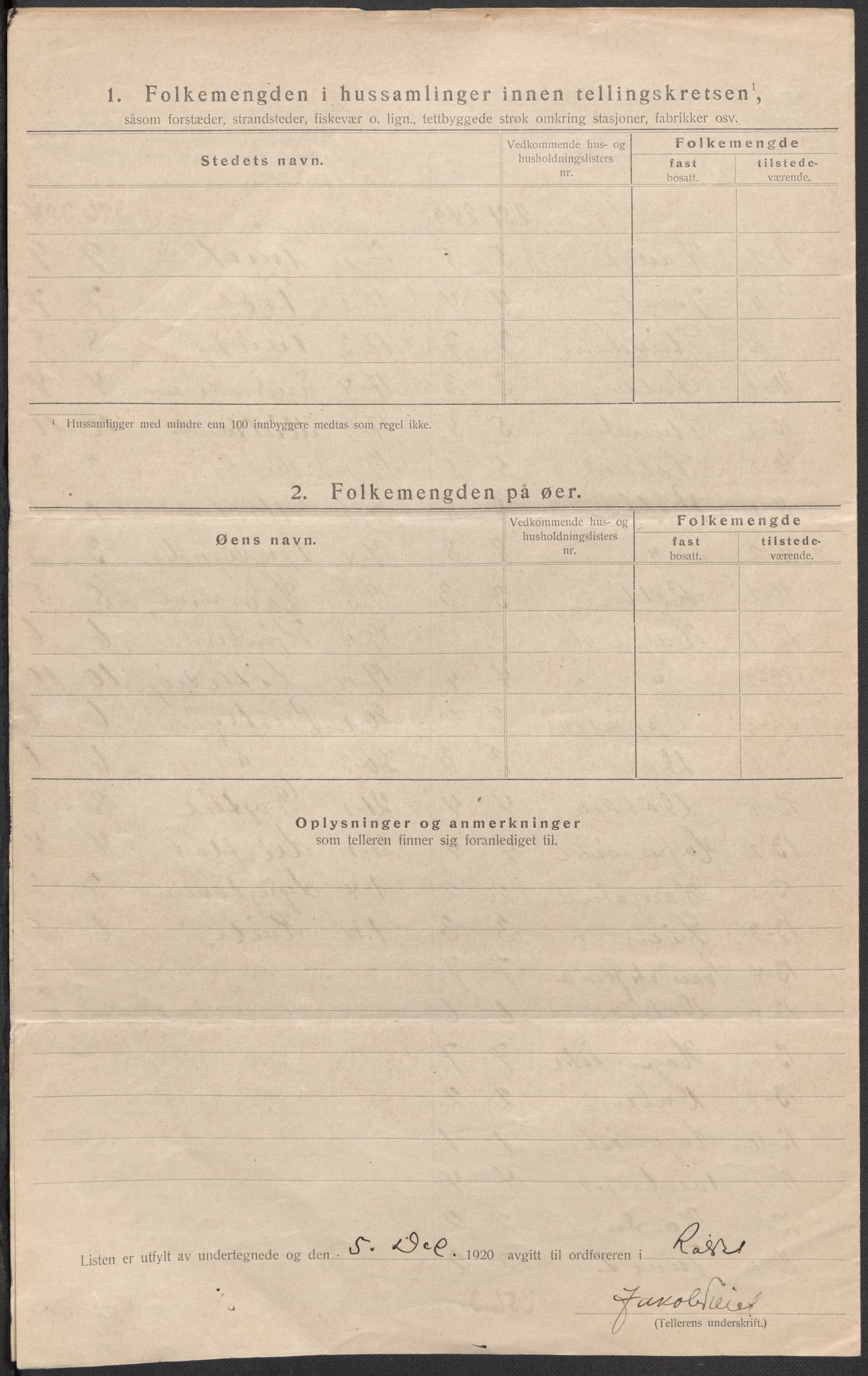 SAB, Folketelling 1920 for 1229 Røldal herred, 1920, s. 9