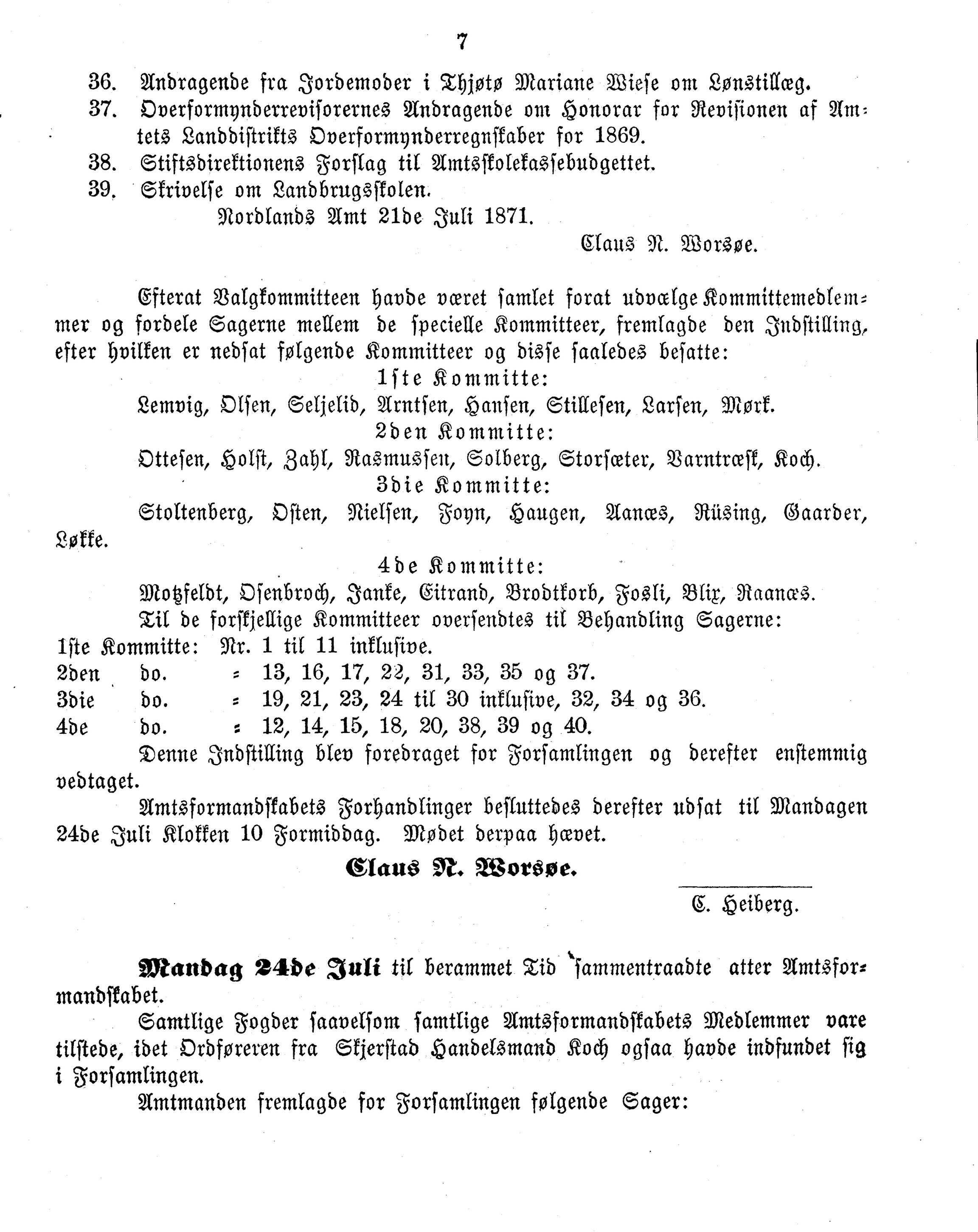 Nordland Fylkeskommune. Fylkestinget, AIN/NFK-17/176/A/Ac/L0008: Fylkestingsforhandlinger 1871, 1871, s. 7