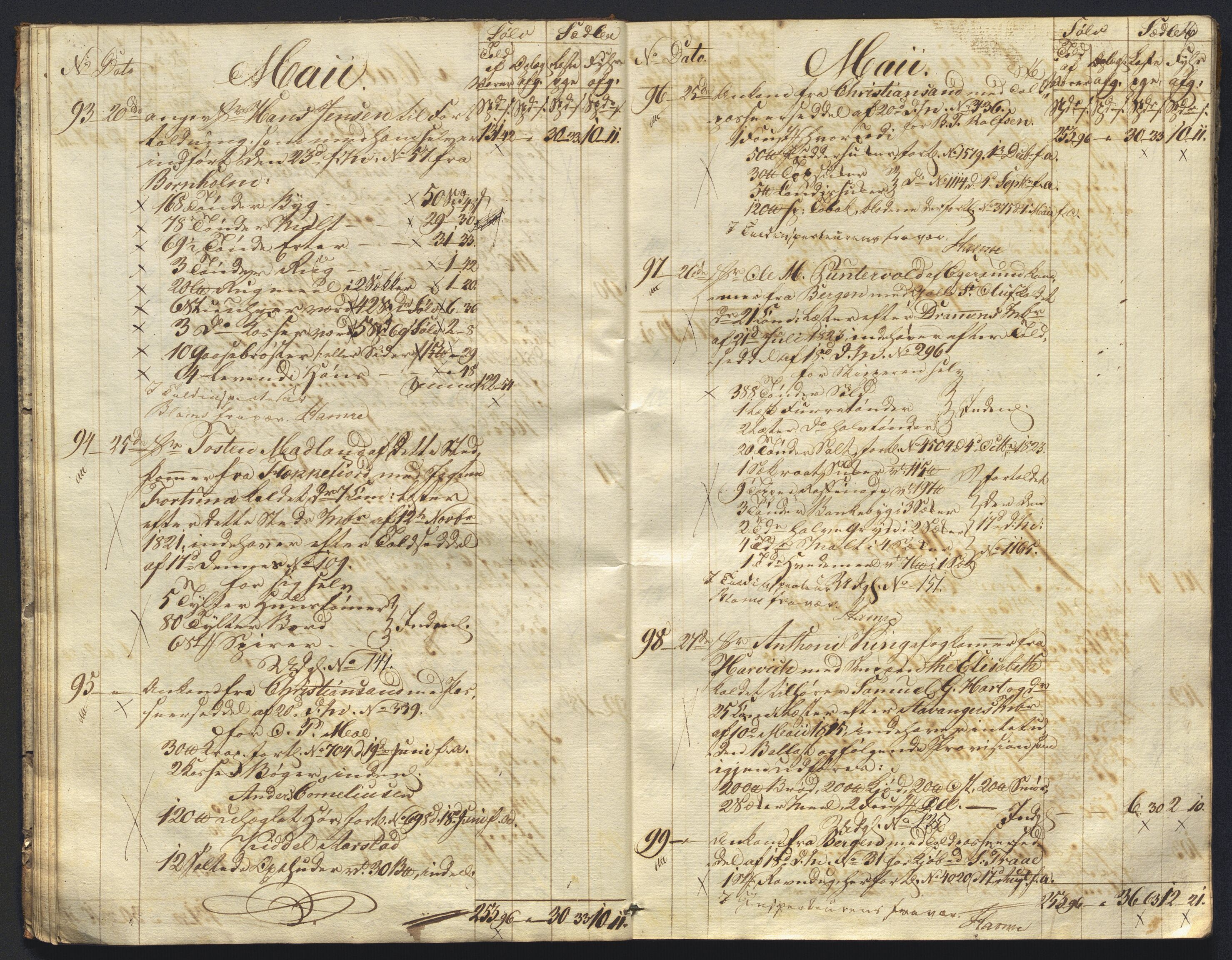 Revisjonsdepartementet, 2. revisjonskontor, AV/RA-S-1115/E/E015/L0059: Egersund: Tollbok, 1825, s. 15b-16a