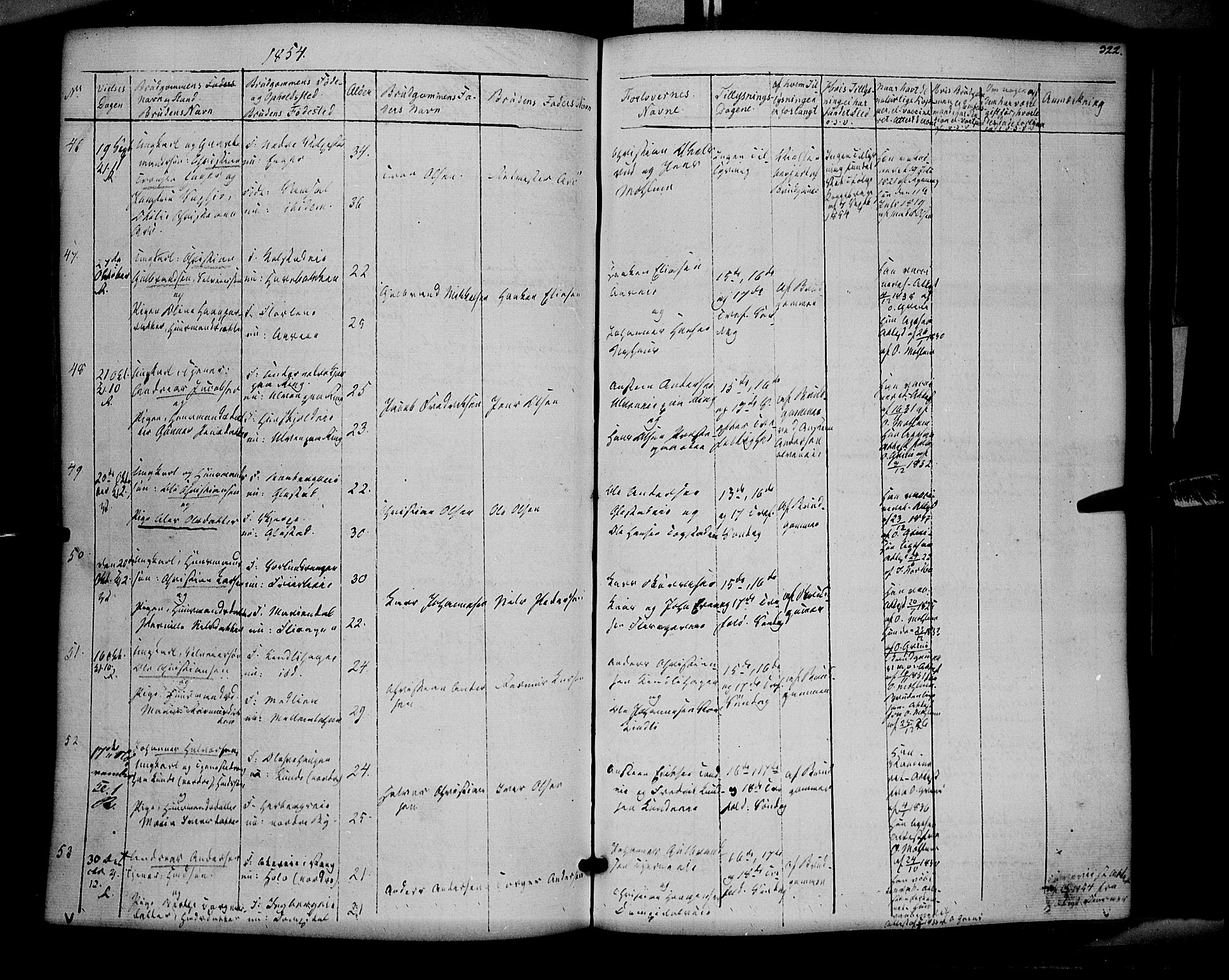 Ringsaker prestekontor, AV/SAH-PREST-014/K/Ka/L0009: Ministerialbok nr. 9, 1850-1860, s. 322