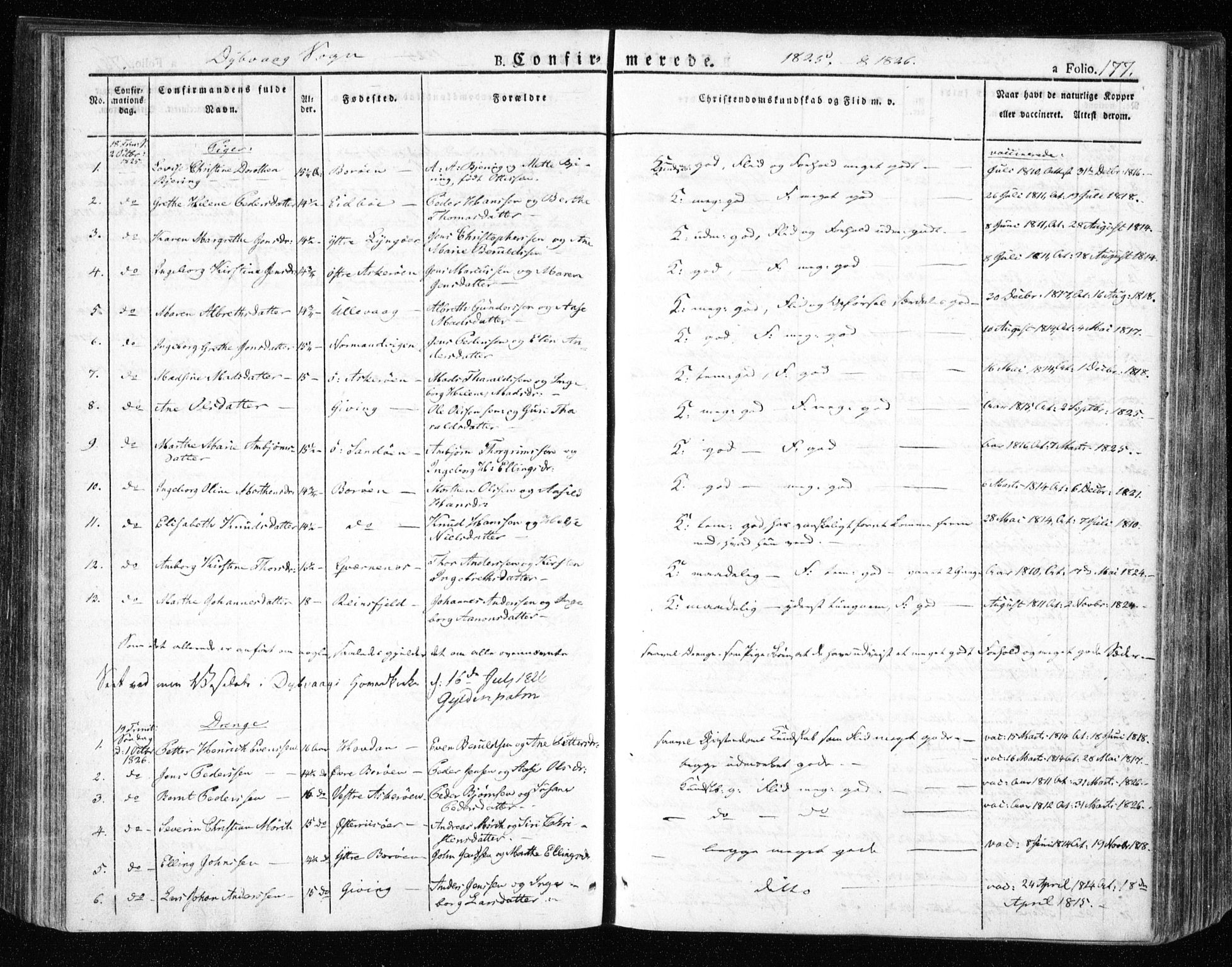 Dypvåg sokneprestkontor, AV/SAK-1111-0007/F/Fa/Faa/L0004: Ministerialbok nr. A 4, 1824-1840, s. 177