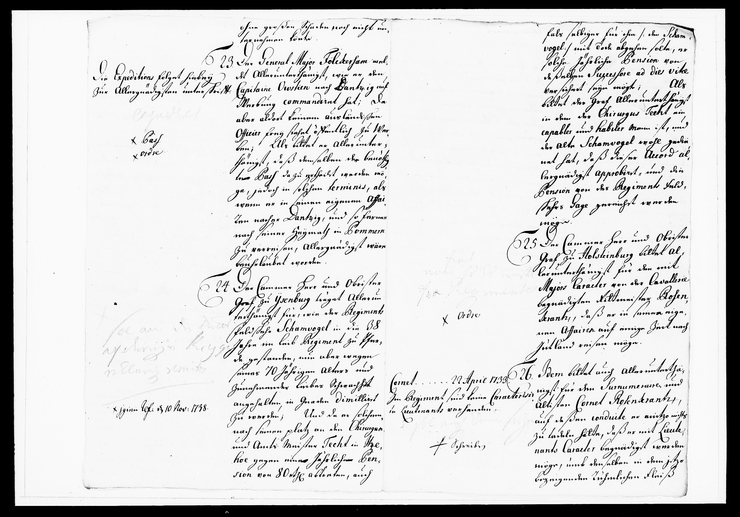 Krigskollegiet, Krigskancelliet, DRA/A-0006/-/1143-1150: Refererede sager, 1738, s. 220