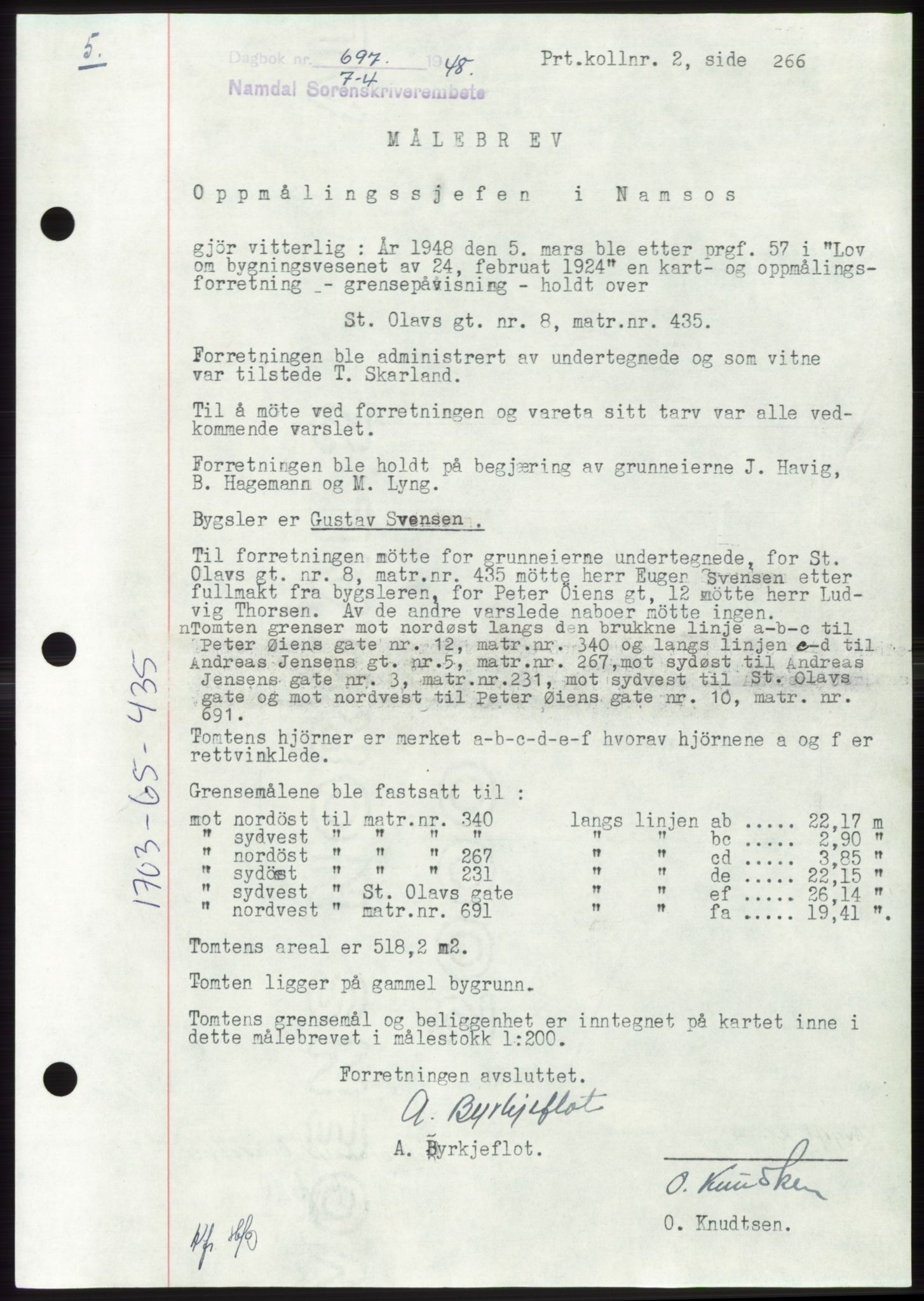 Namdal sorenskriveri, SAT/A-4133/1/2/2C: Pantebok nr. -, 1947-1948, Dagboknr: 697/1948