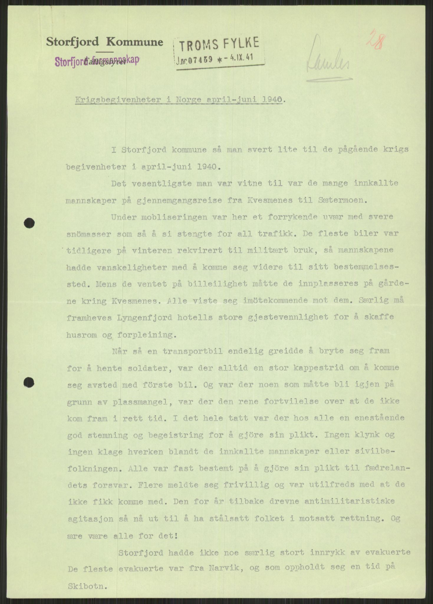 Forsvaret, Forsvarets krigshistoriske avdeling, RA/RAFA-2017/Y/Ya/L0017: II-C-11-31 - Fylkesmenn.  Rapporter om krigsbegivenhetene 1940., 1940, s. 643