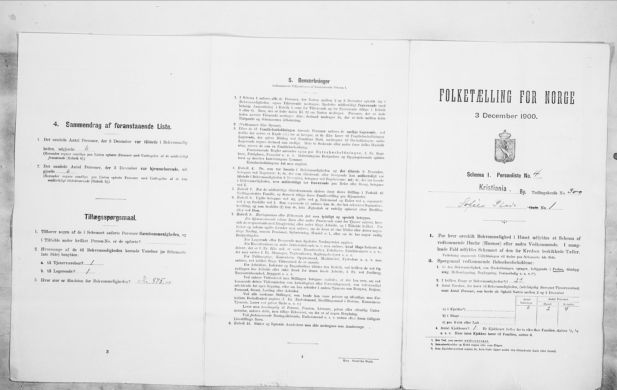 SAO, Folketelling 1900 for 0301 Kristiania kjøpstad, 1900, s. 88344