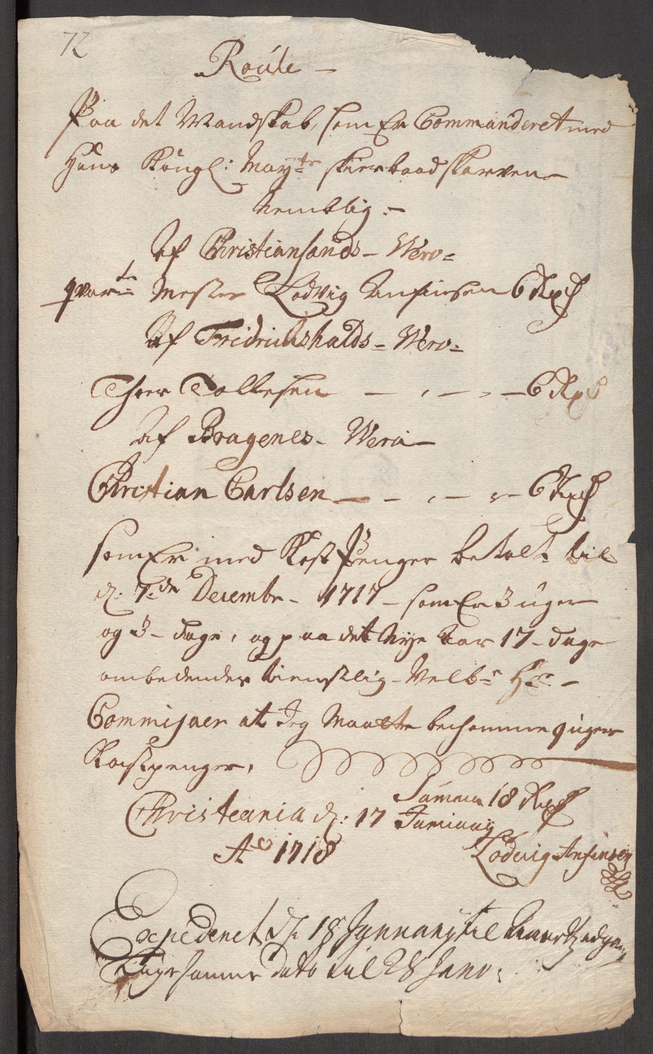 Kommanderende general (KG I) med Det norske krigsdirektorium, RA/EA-5419/E/Eb/L0001: Ruller over noen kompanier som tjenestegjorde på flåten, 1712-1721, s. 593