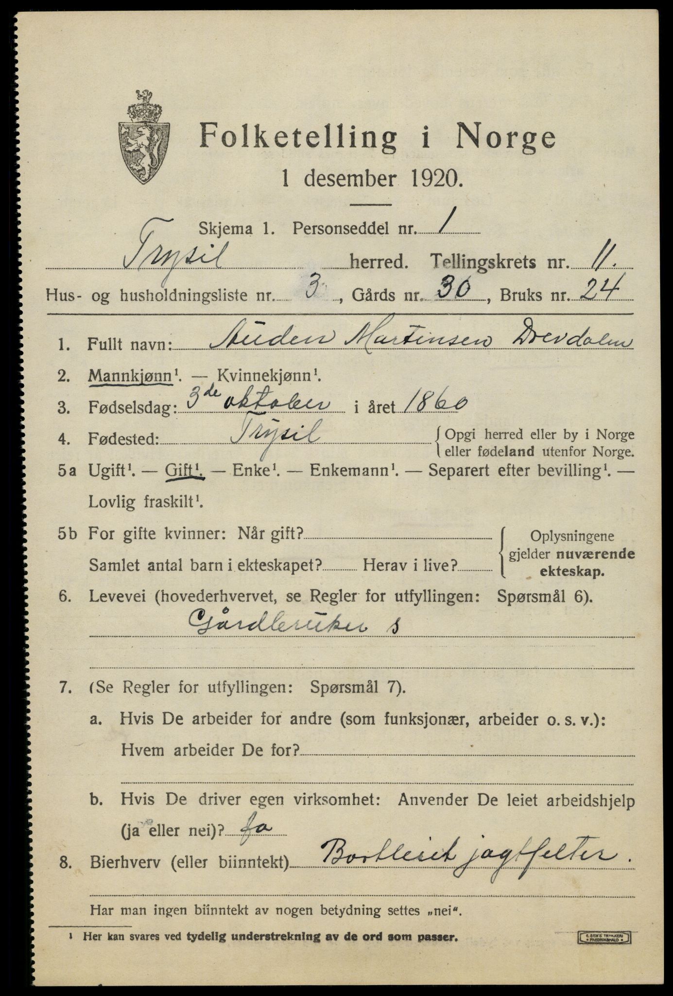 SAH, Folketelling 1920 for 0428 Trysil herred, 1920, s. 6987