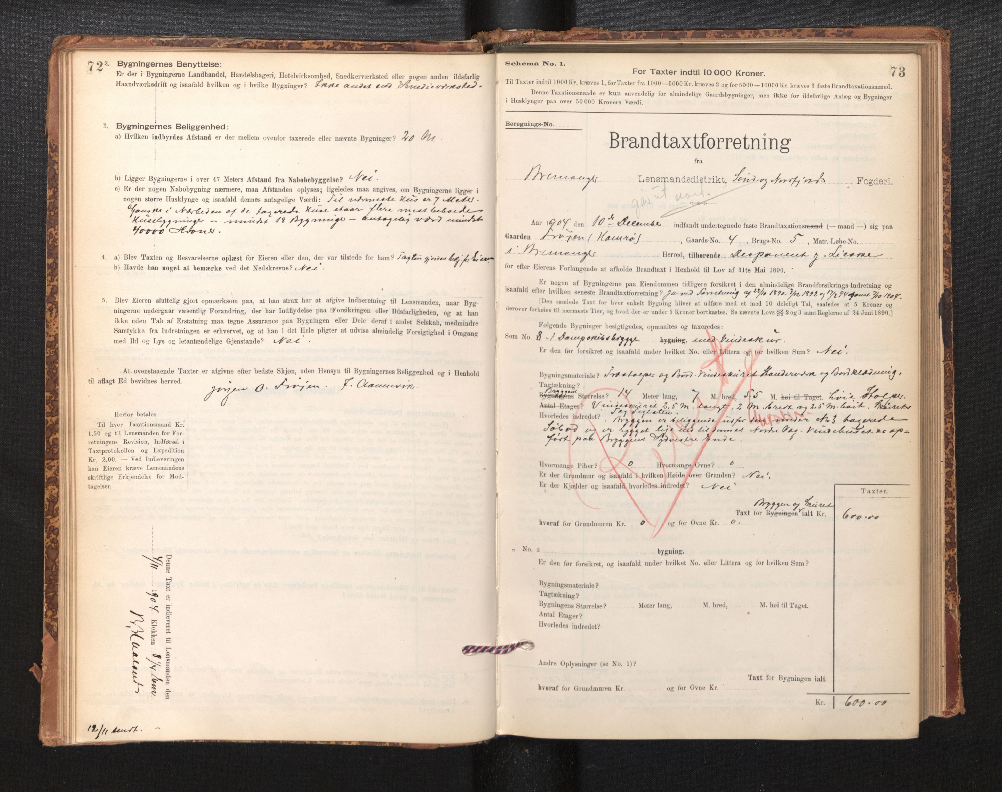Lensmannen i Bremanger, SAB/A-26701/0012/L0007: Branntakstprotokoll, skjematakst, 1895-1936, s. 72-73