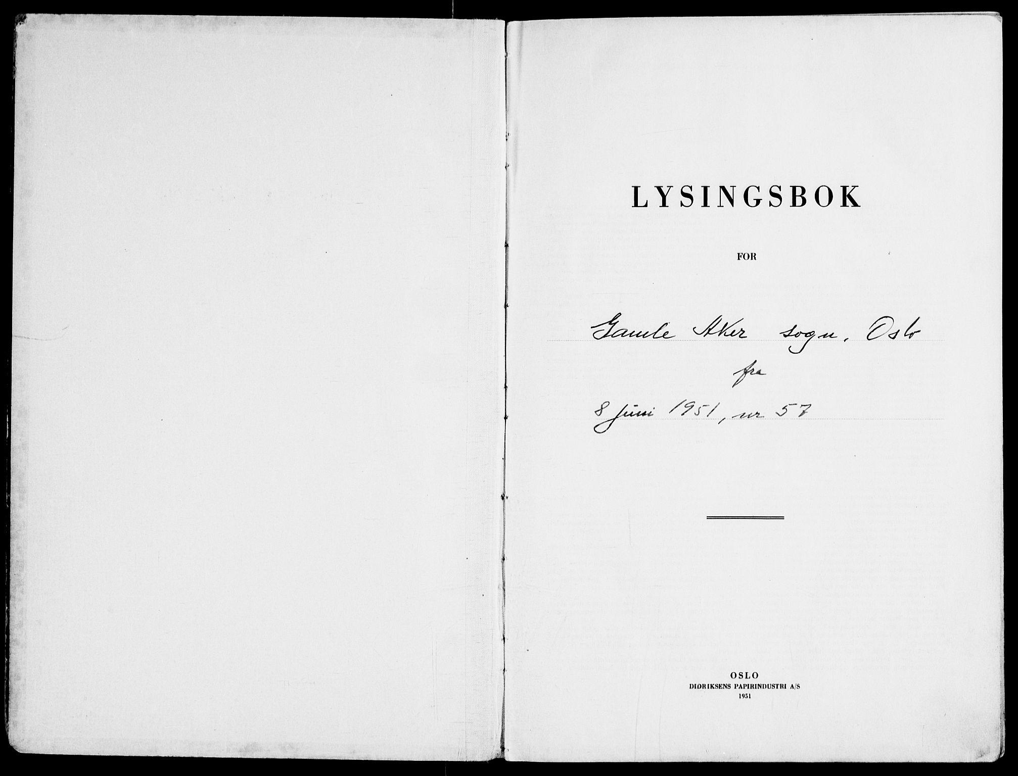 Gamle Aker prestekontor Kirkebøker, SAO/A-10617a/H/L0011: Lysningsprotokoll nr. 11, 1951-1959