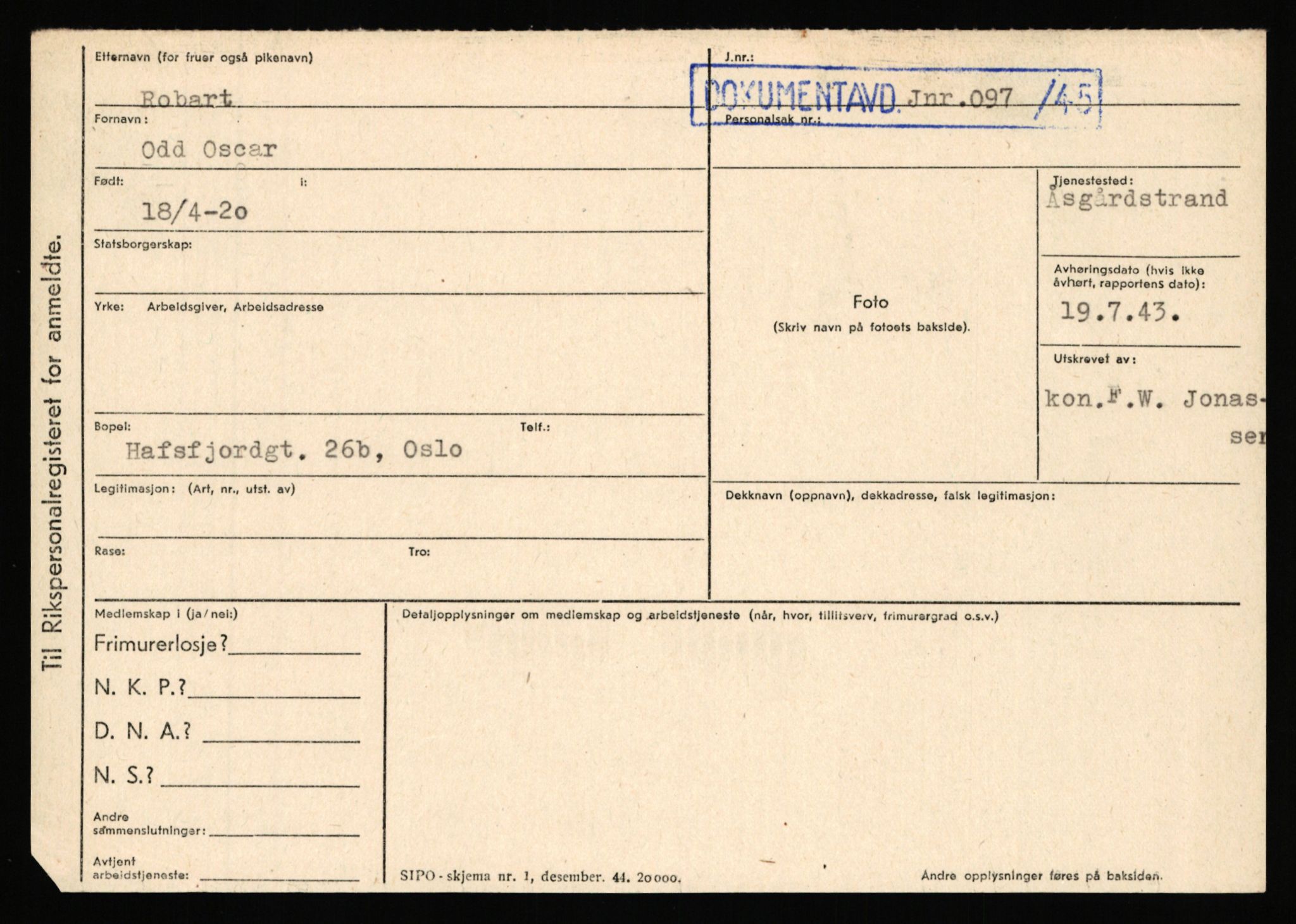 Statspolitiet - Hovedkontoret / Osloavdelingen, AV/RA-S-1329/C/Ca/L0013: Raa - Servold, 1943-1945, s. 1543