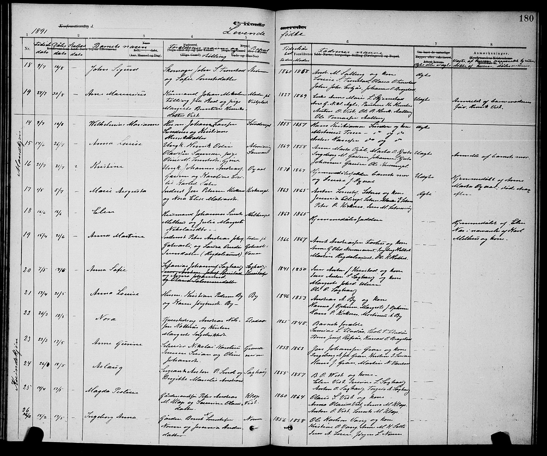 Ministerialprotokoller, klokkerbøker og fødselsregistre - Nord-Trøndelag, SAT/A-1458/730/L0301: Klokkerbok nr. 730C04, 1880-1897, s. 180
