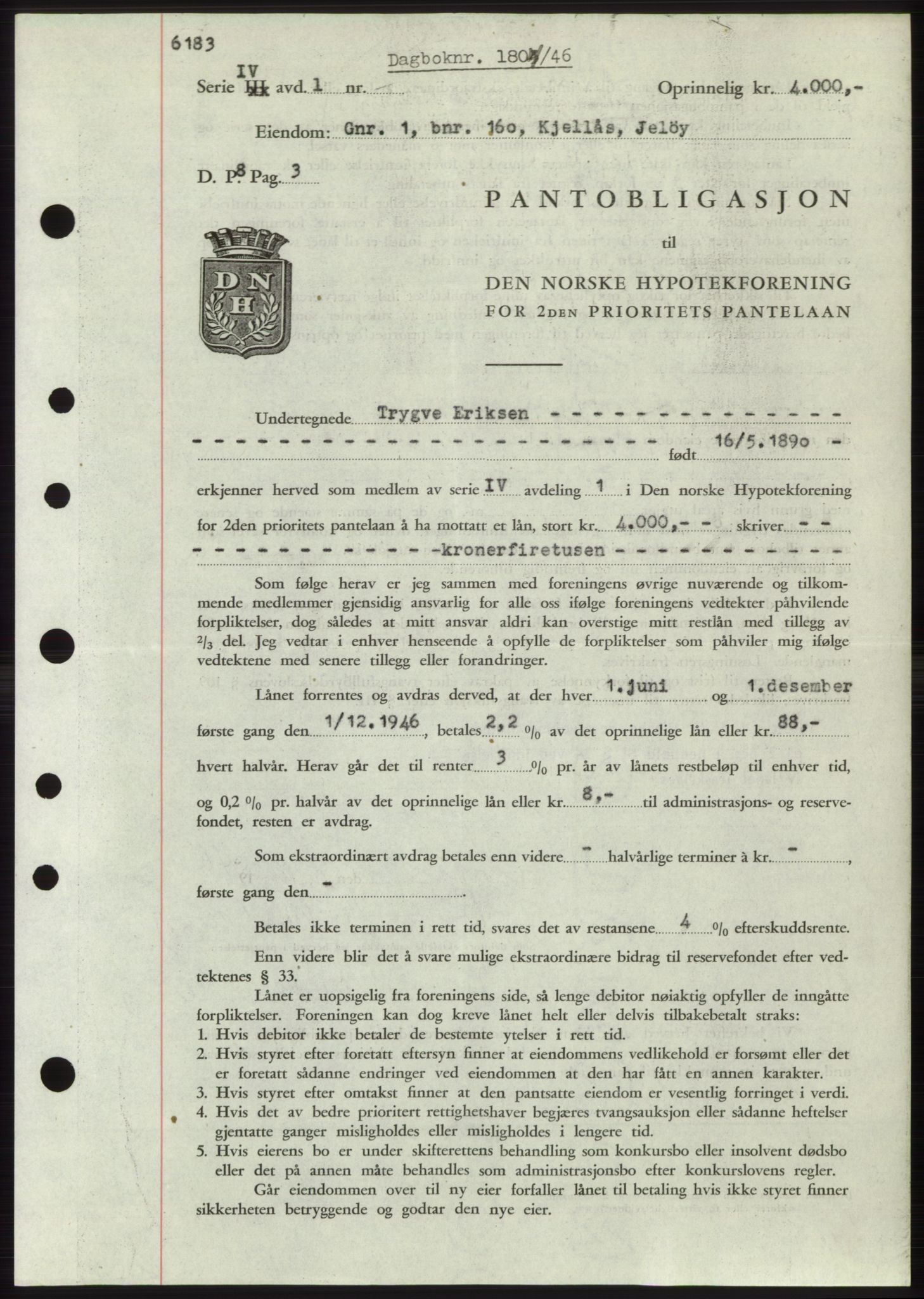 Moss sorenskriveri, SAO/A-10168: Pantebok nr. B15, 1946-1946, Dagboknr: 1804/1946